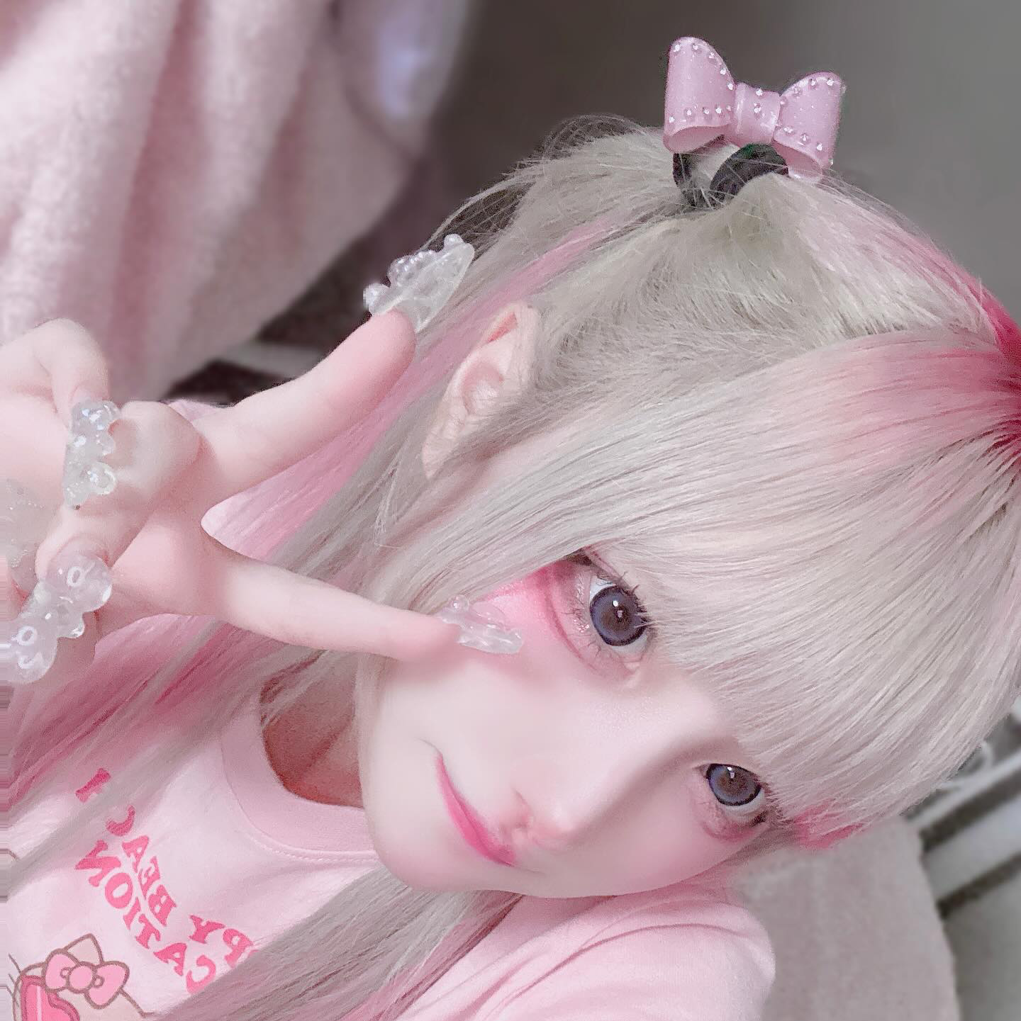 《mine》ストーンリボンヘアゴム