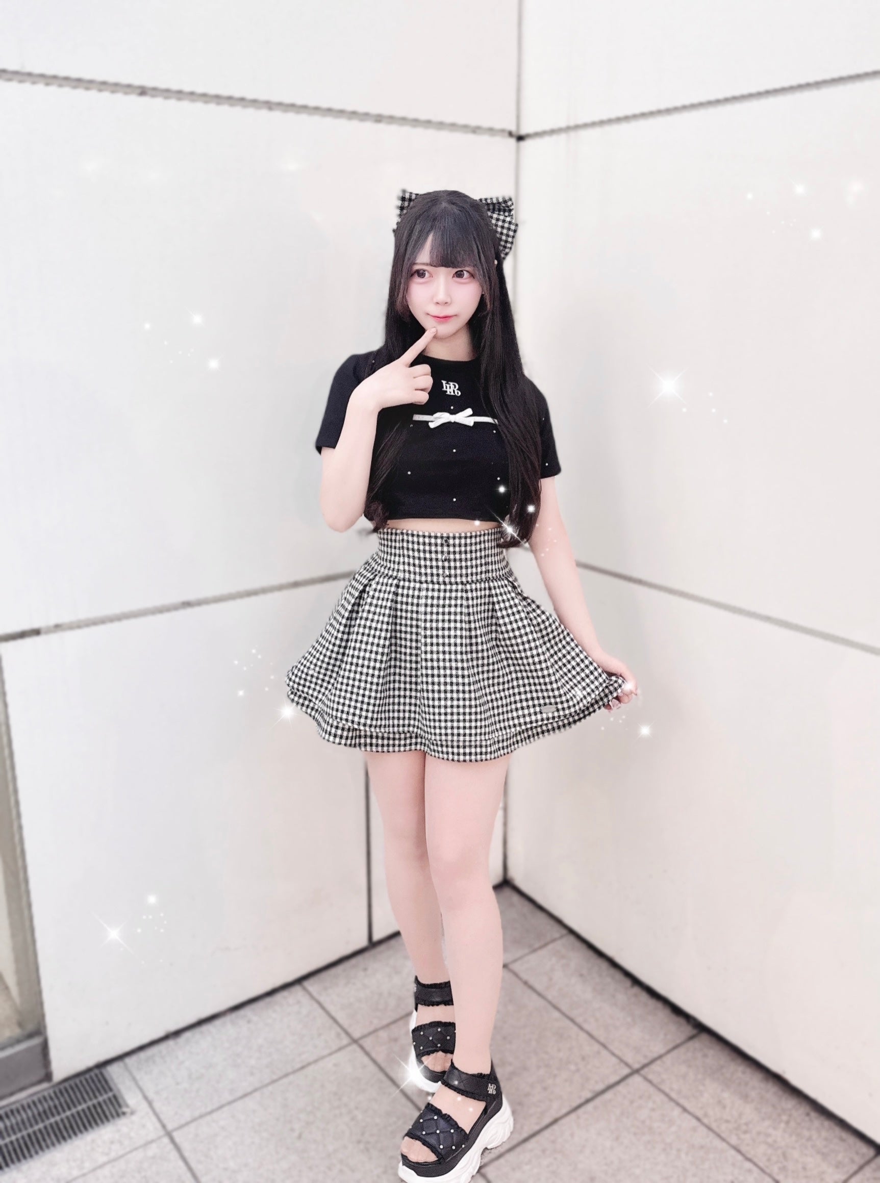 《LAFARY closet》ギンガムツイードスカパン