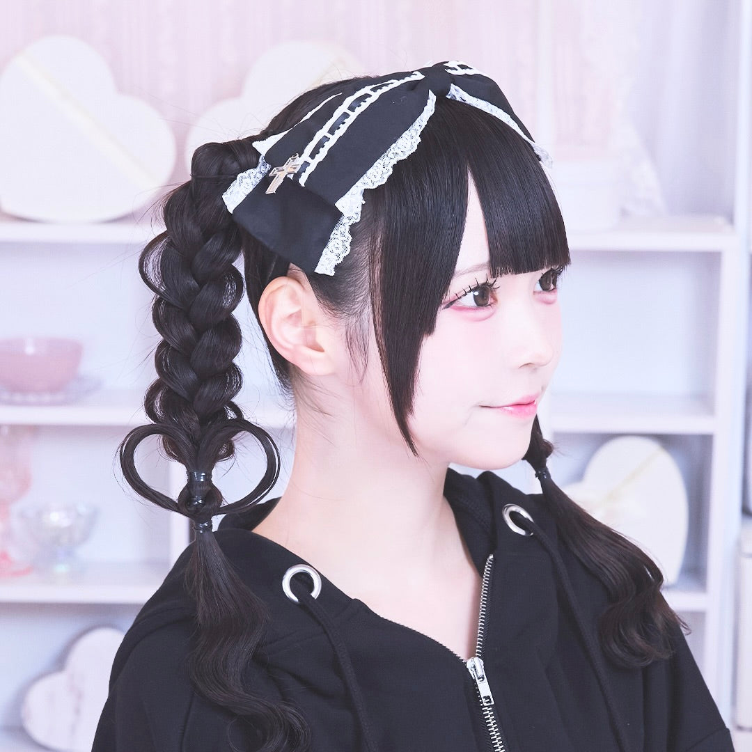 《mine》ハシゴレースフリルリボンカチューシャ