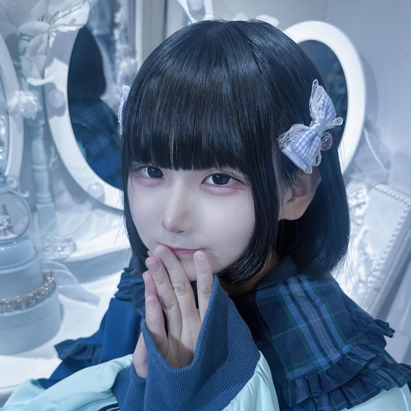 《mine》チェックいちごリボン