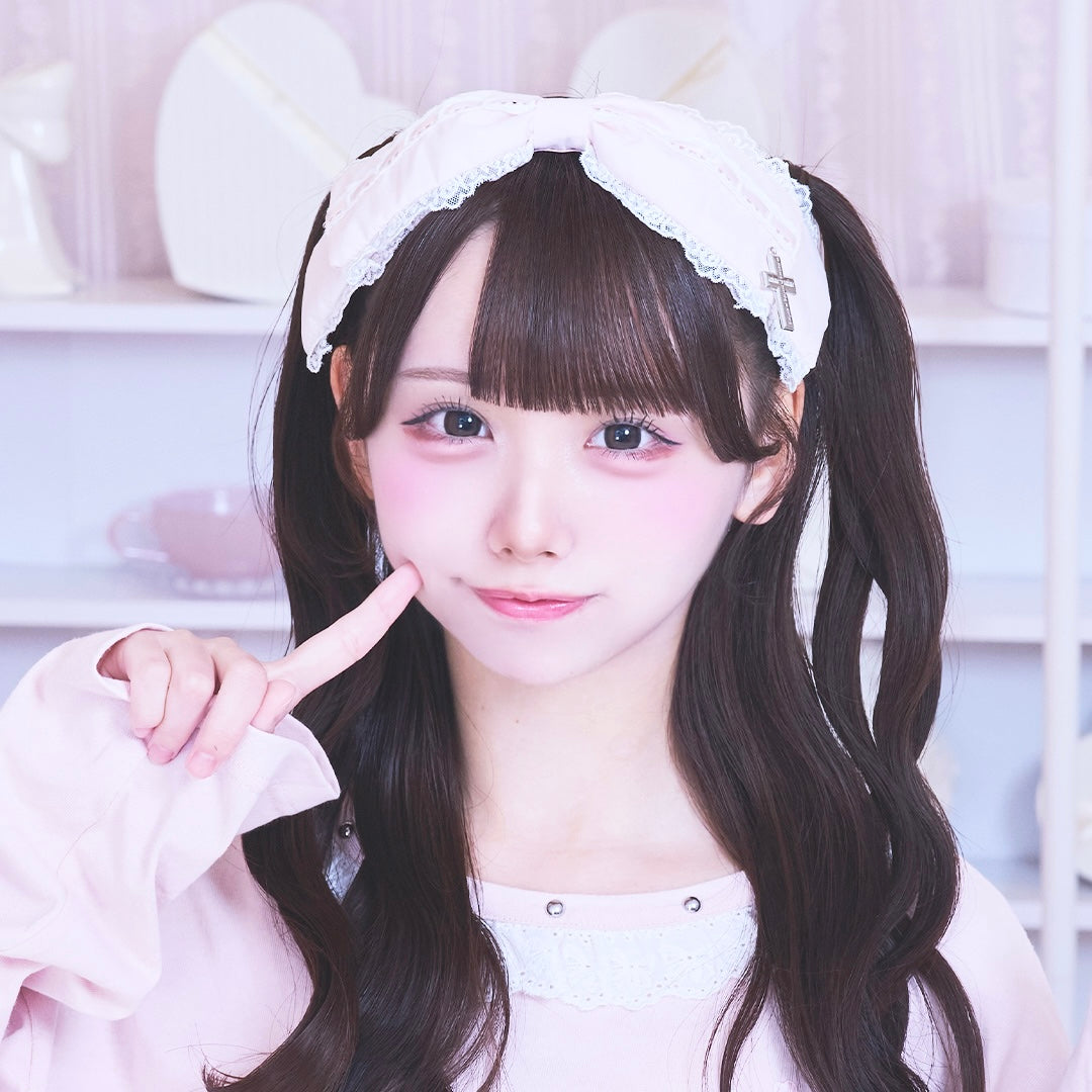 《mine》ハシゴレースフリルリボンカチューシャ