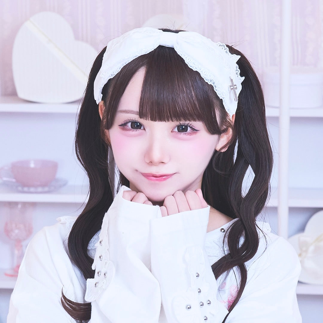 《mine》ハシゴレースフリルリボンカチューシャ