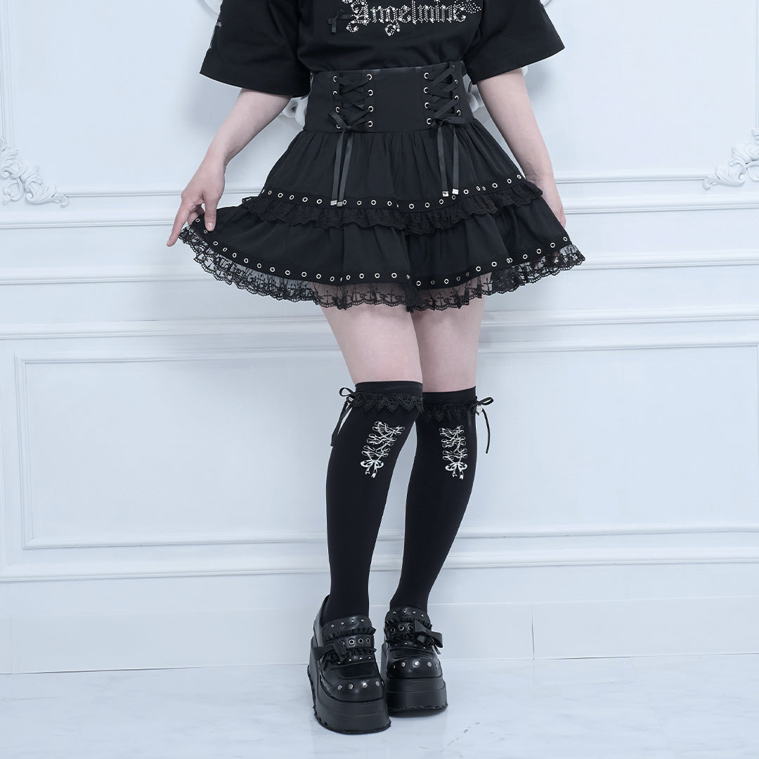 《mine》クロスレースティアードスカート