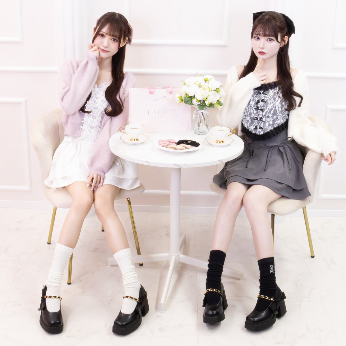 《LAFARY》リボンスクエアパンプス