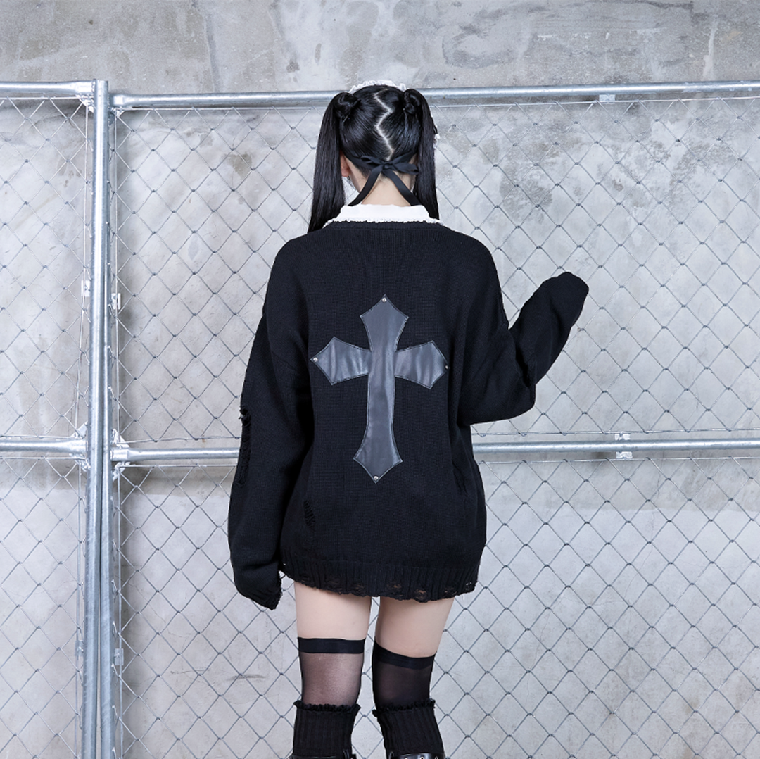 《mine》クロスダメージカーディガン