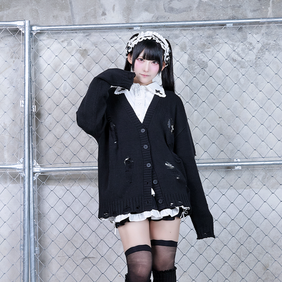 《mine》クロスダメージカーディガン