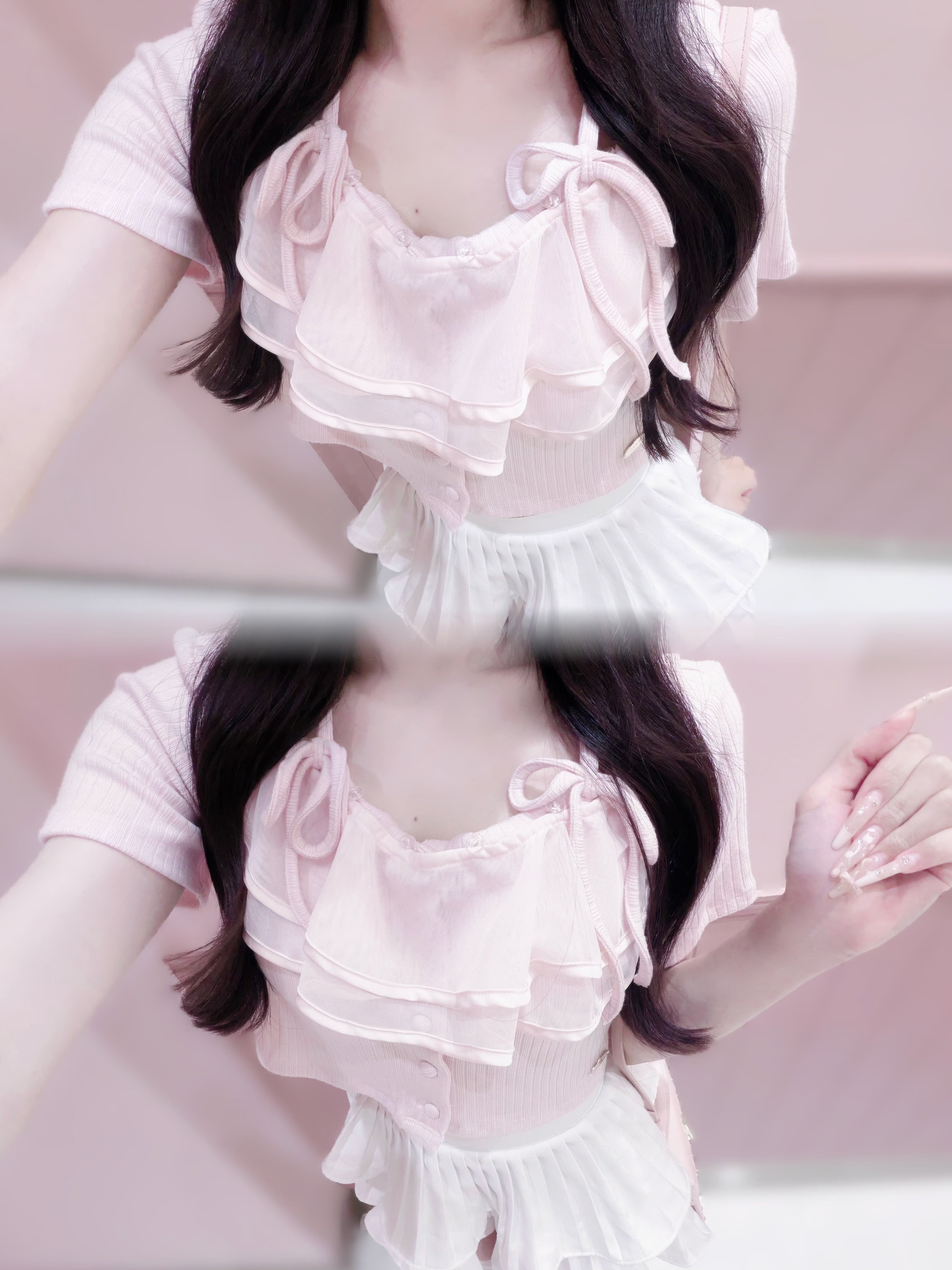《LAFARY closet》チュールフリルリブトップス