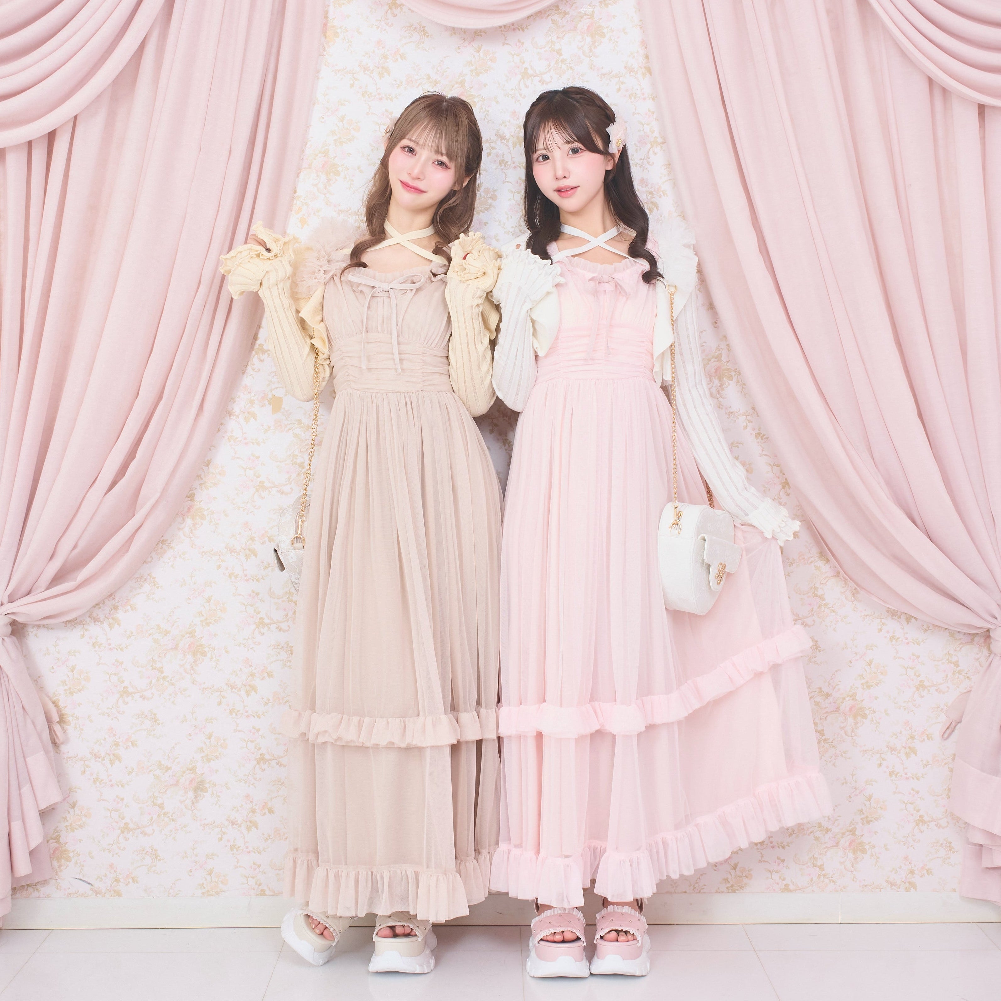 《LAFARY closet》チュールフリルロングワンピース