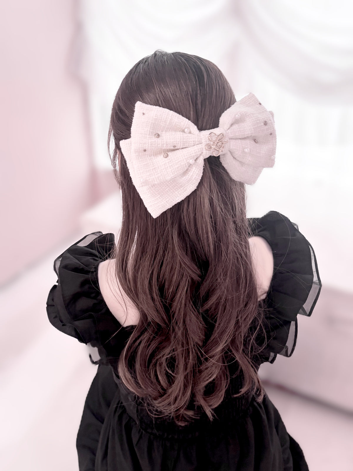 《LAFARY closet》ビジューツイードリボンバレッタ