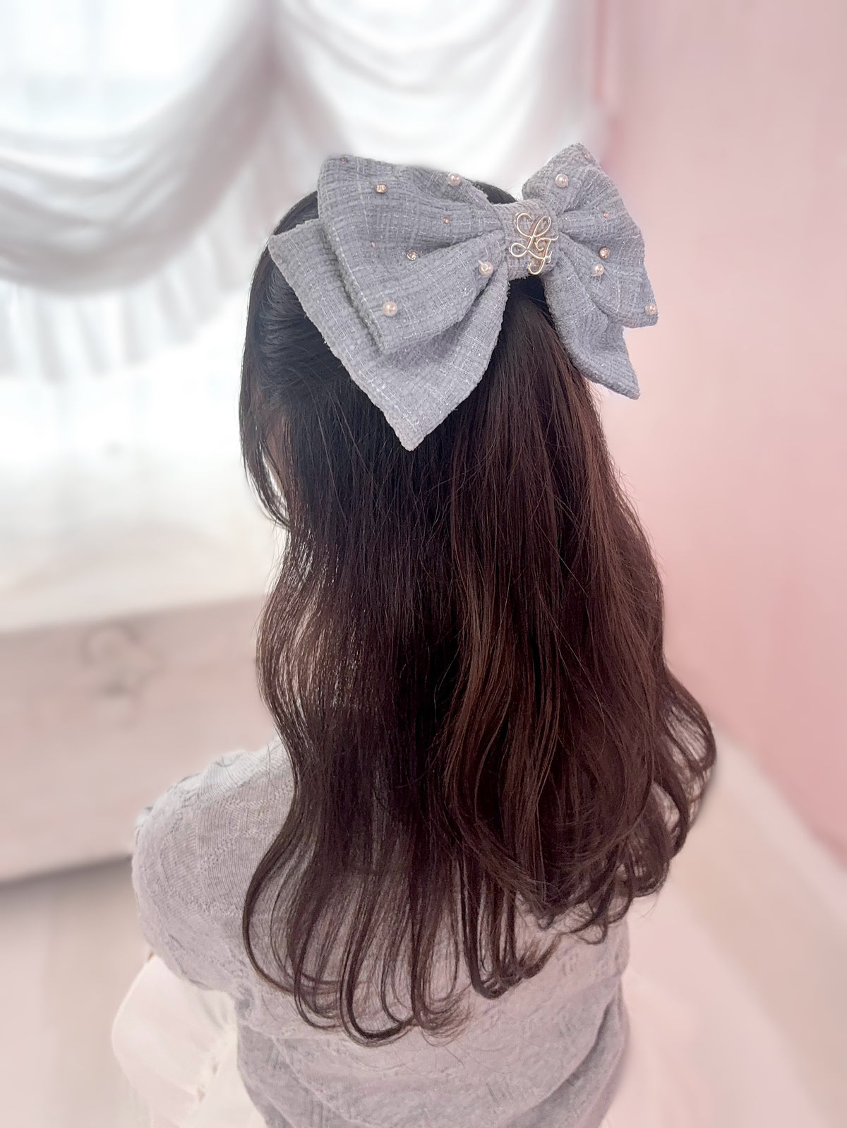 《LAFARY closet》ビジューツイードリボンバレッタ