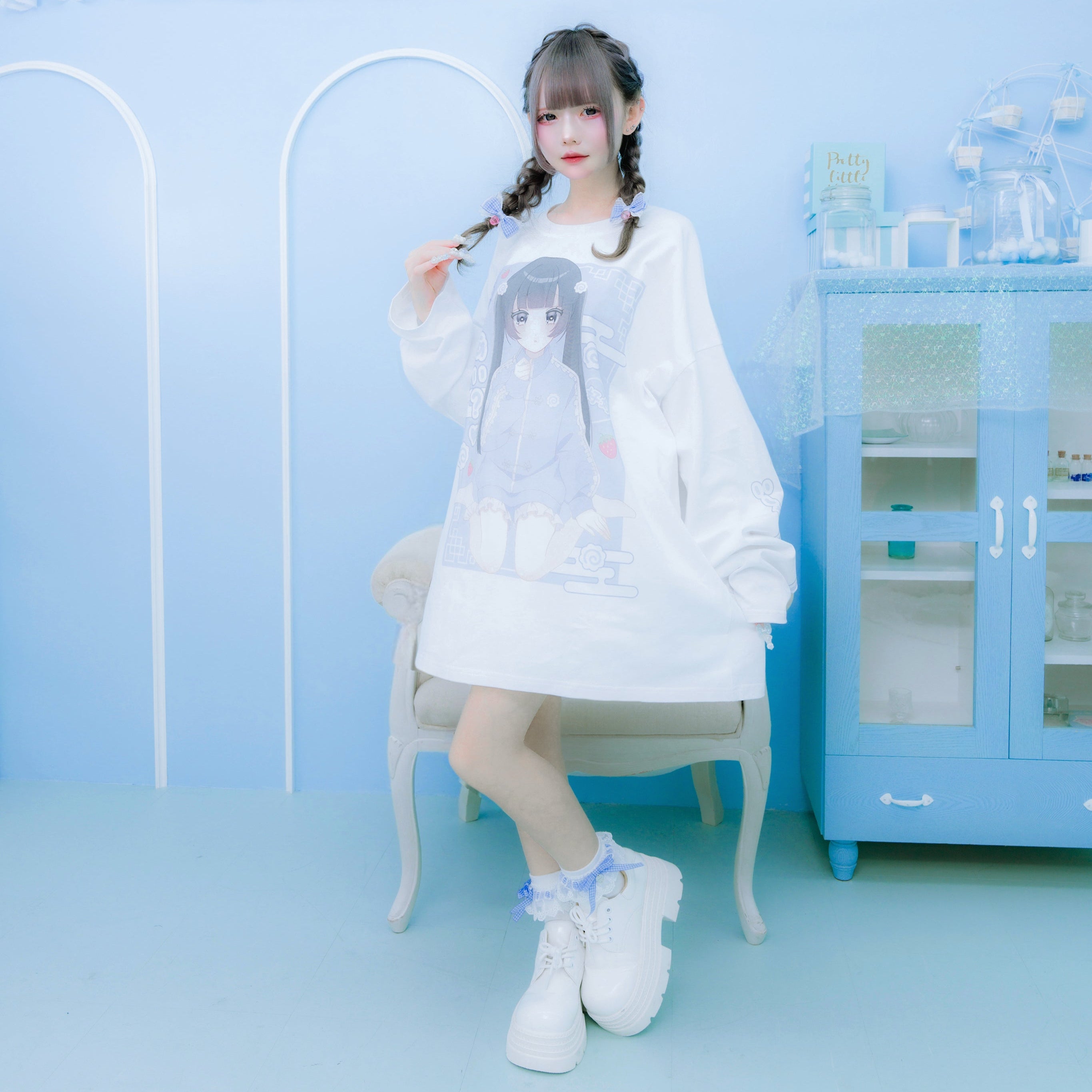 《mine》チェックチャーム付きソックス