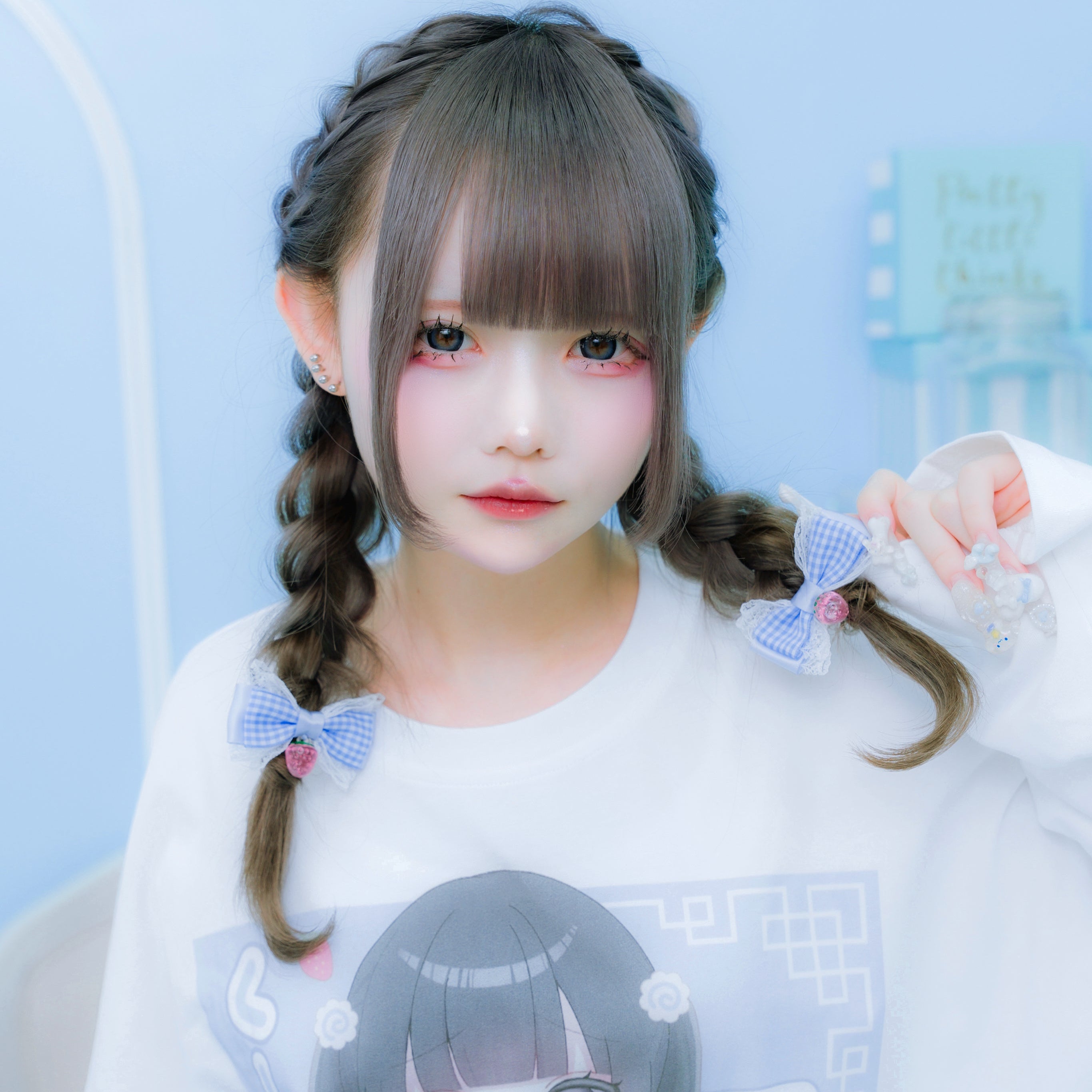 《mine》チェックいちごリボン