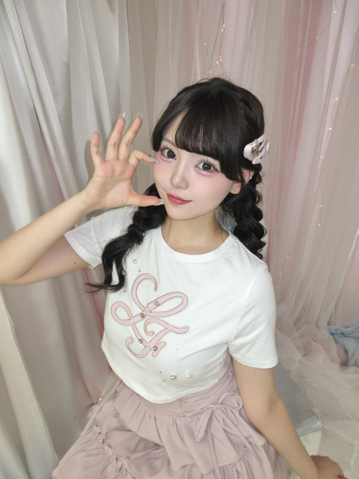 《LAFARY closet》合皮ロゴチビTシャツ
