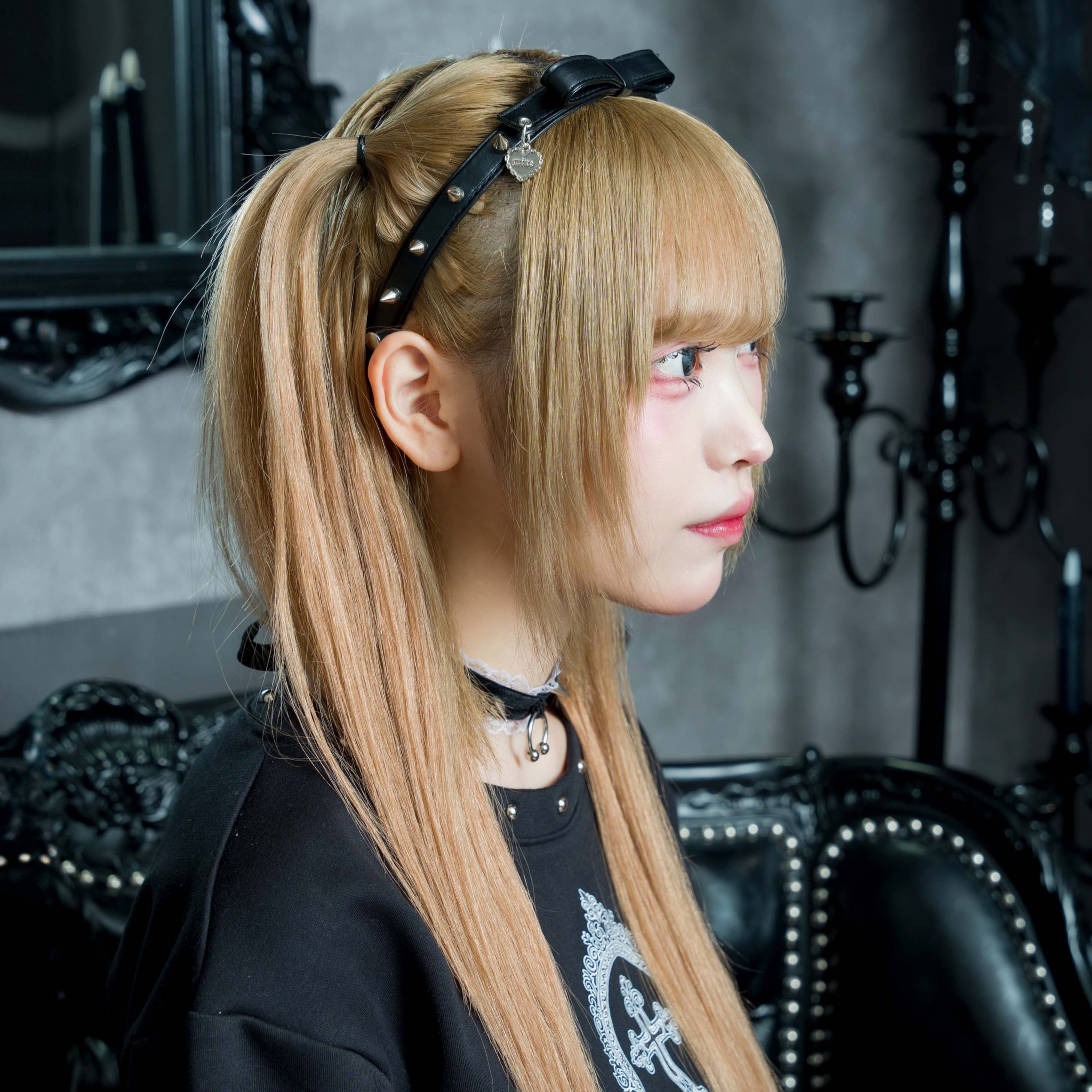 《mine》スタッズリボンカチューシャ