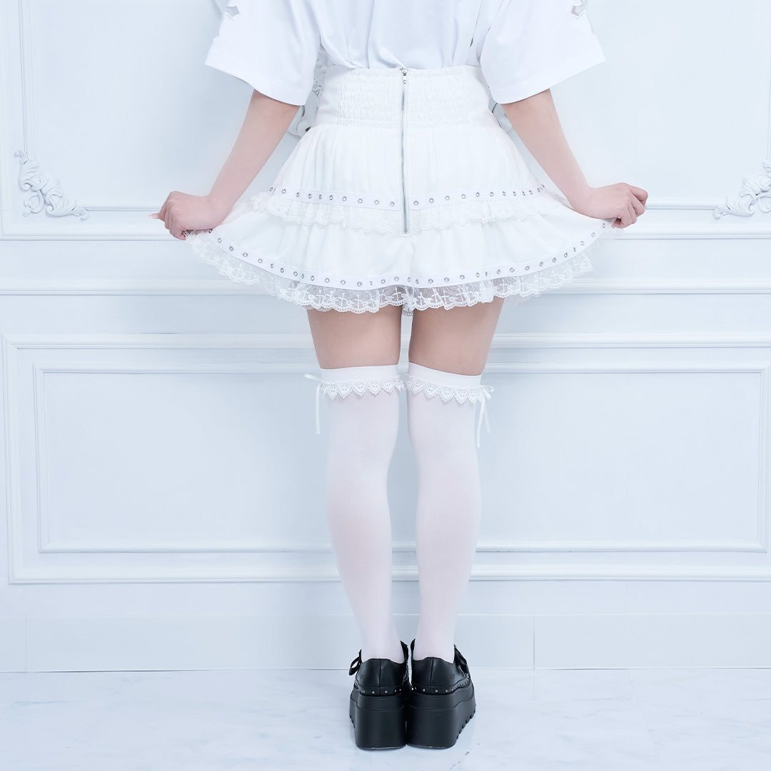《mine》クロスレースティアードスカート