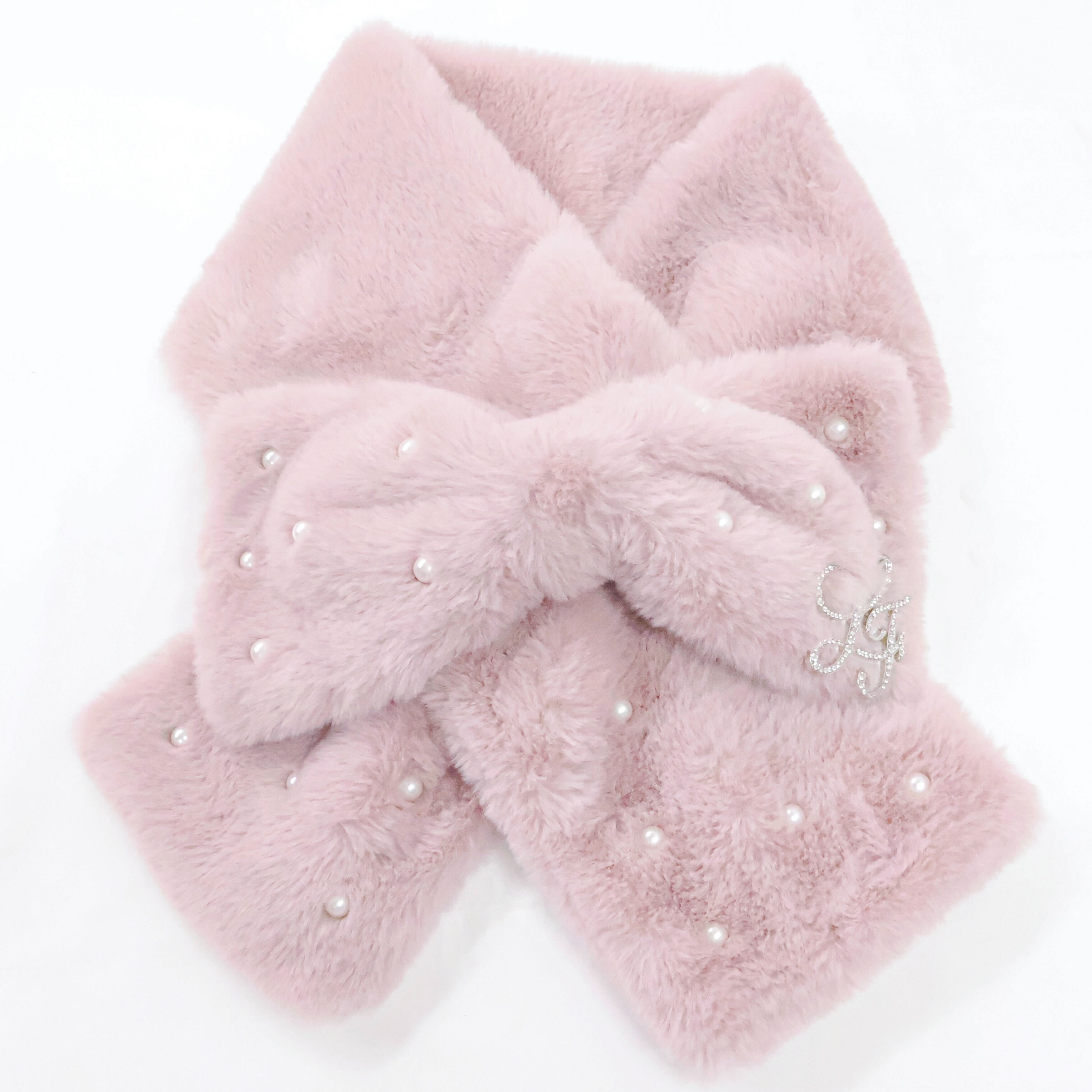 《LAFARY》ブローチ付きファーマフラー