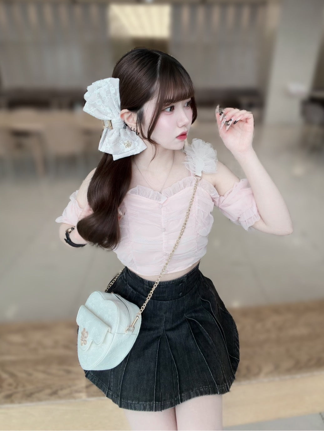 《LAFARY closet》チュールレースハートバッグ