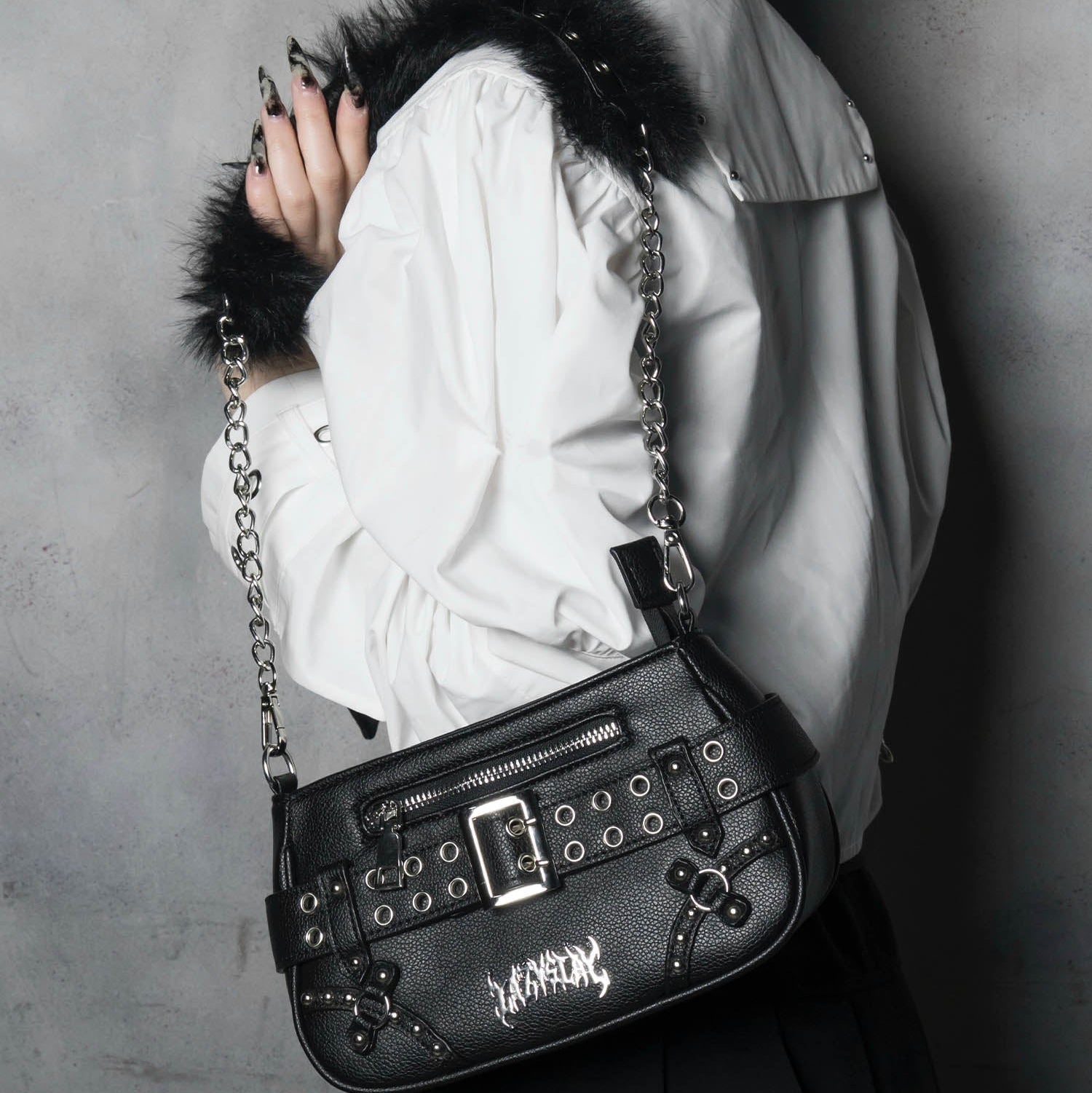 LAZY SLAY】ファーチェーンベルトミニバッグ- LAFARY ONLINE