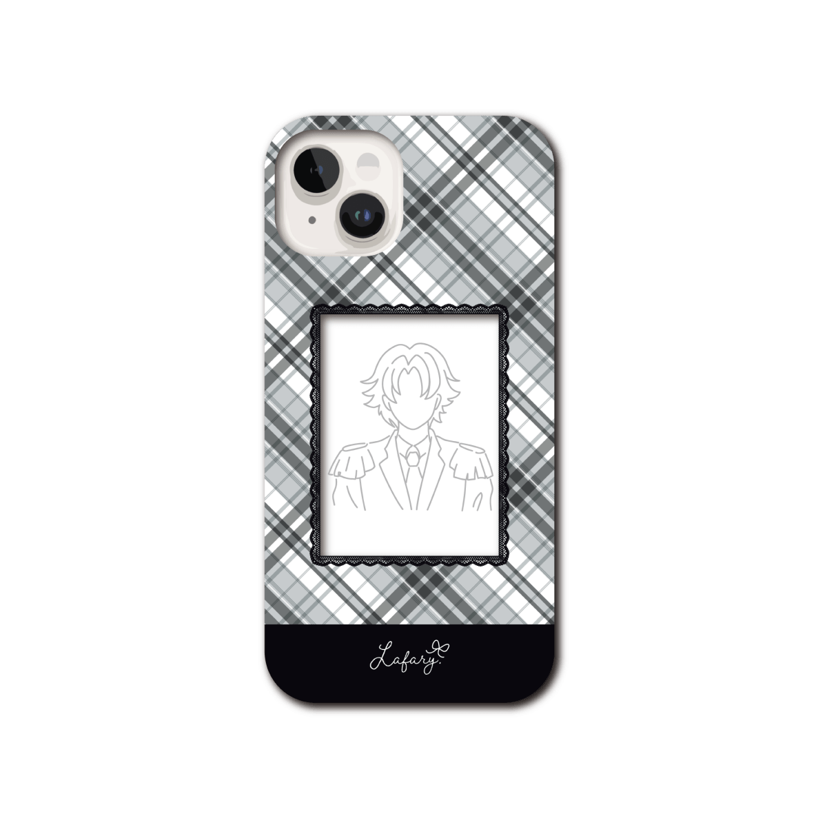 《Lafaryオリジナル》メルティチェック/ブラック オタ活スマホケース（iPhone13/14）