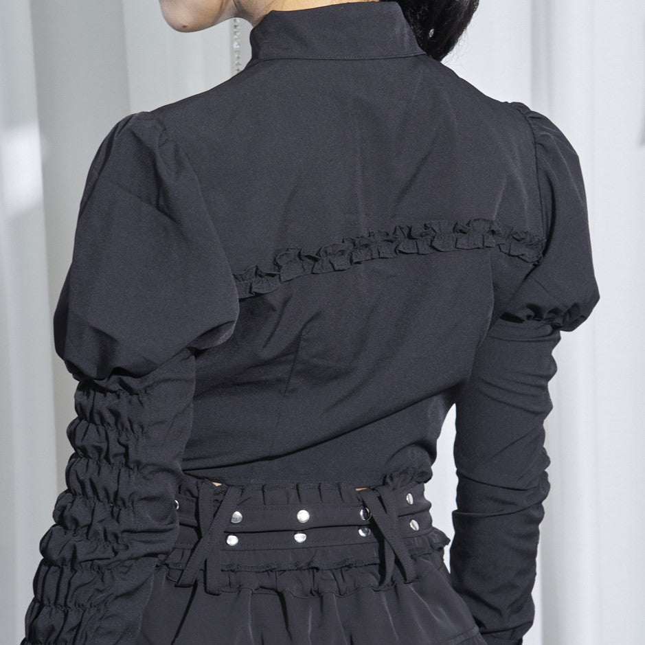 【Melsick】パフスリーブブラウス - Black - LAFARY ONLINE