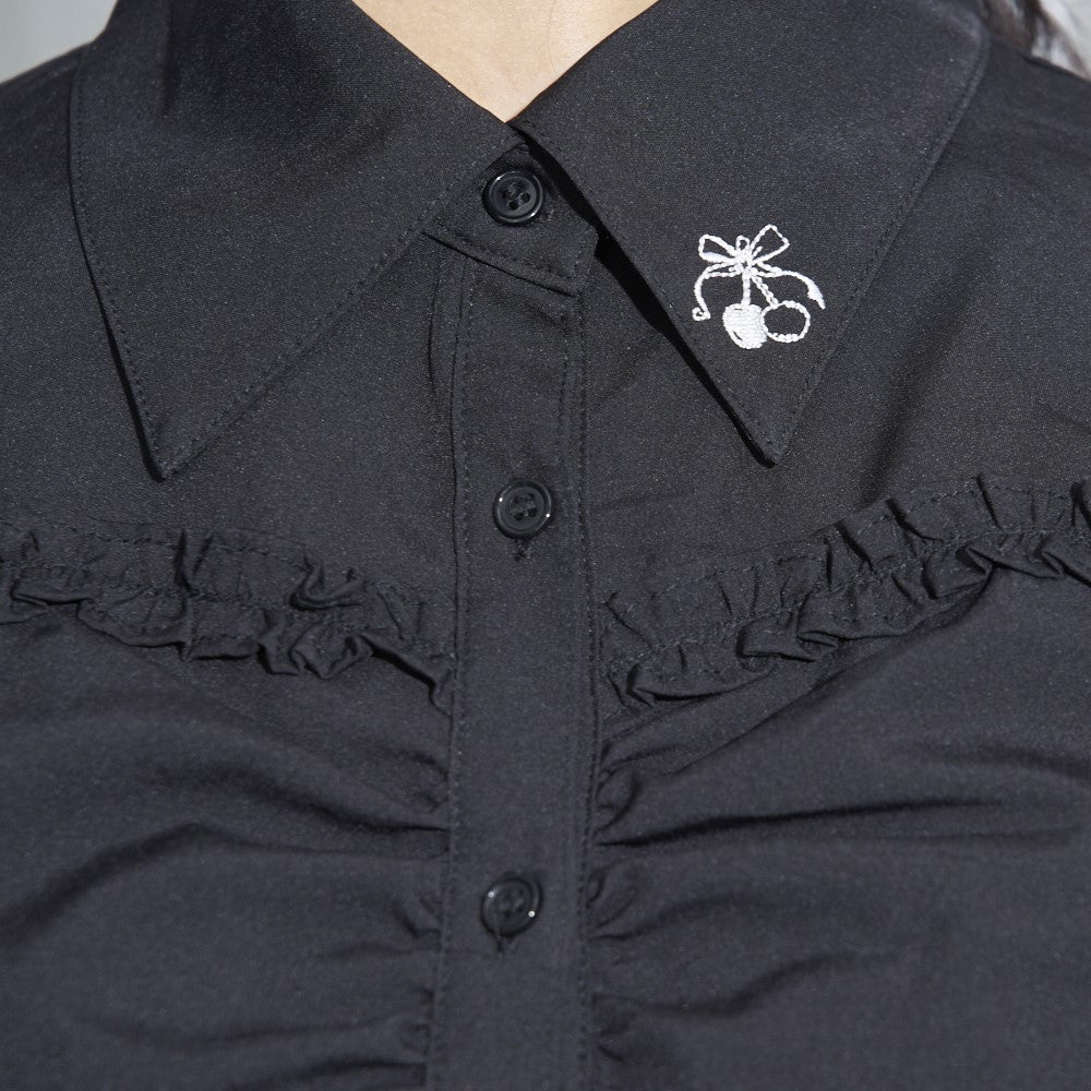 【Melsick】パフスリーブブラウス - Black - LAFARY ONLINE