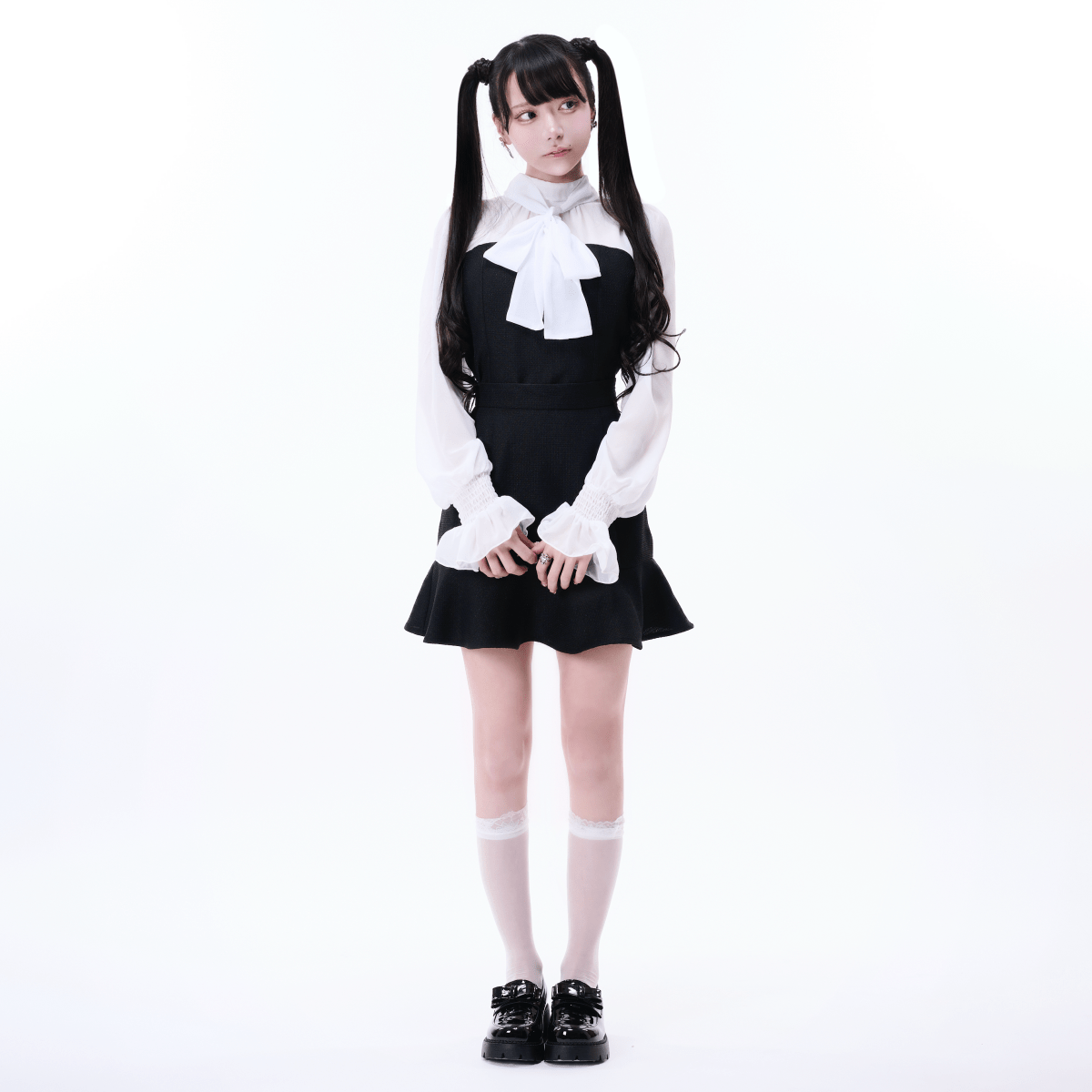 【Melsick】ツイードビスチェブラウス - Black - LAFARY ONLINE