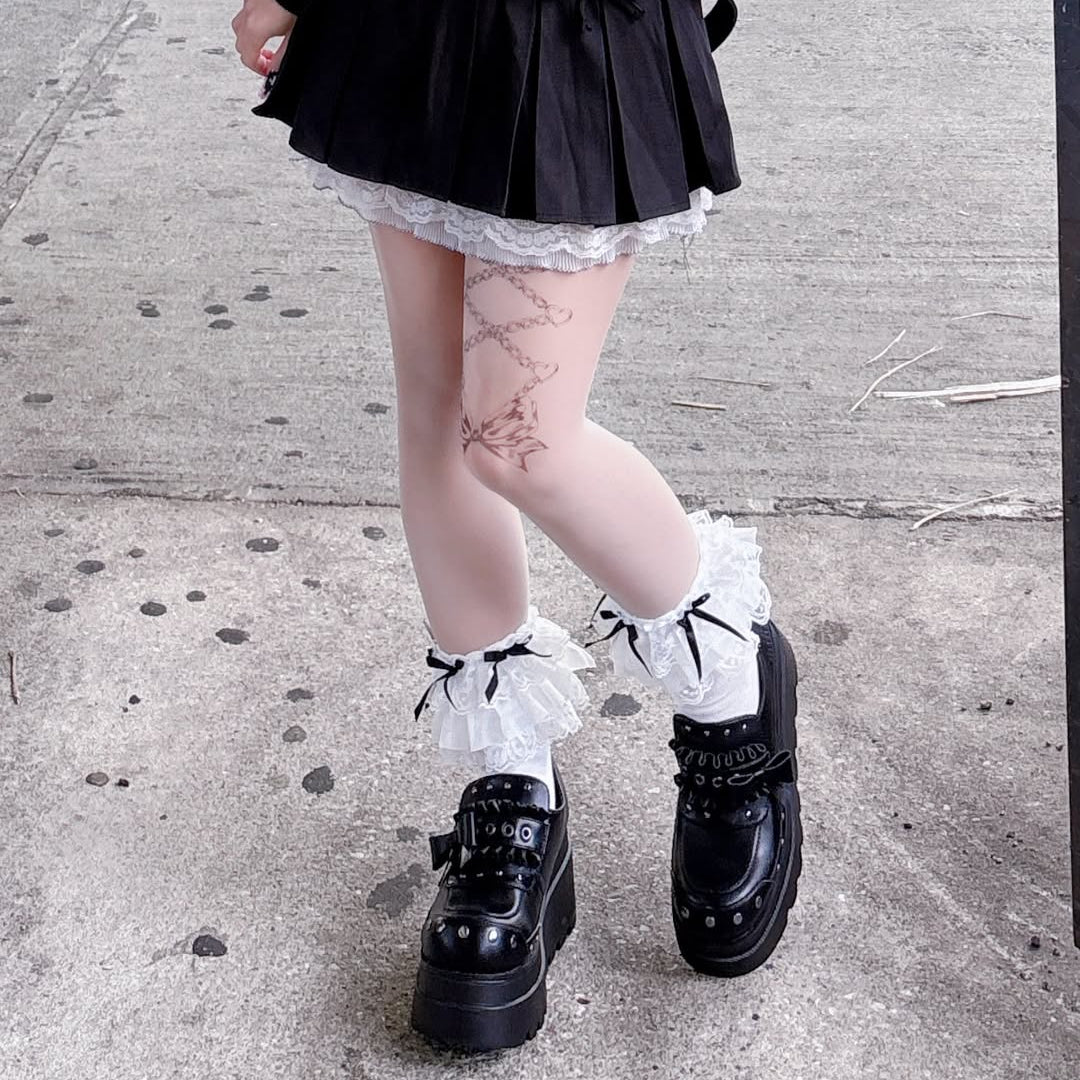 《mine》リボンスタッズ厚底シューズ