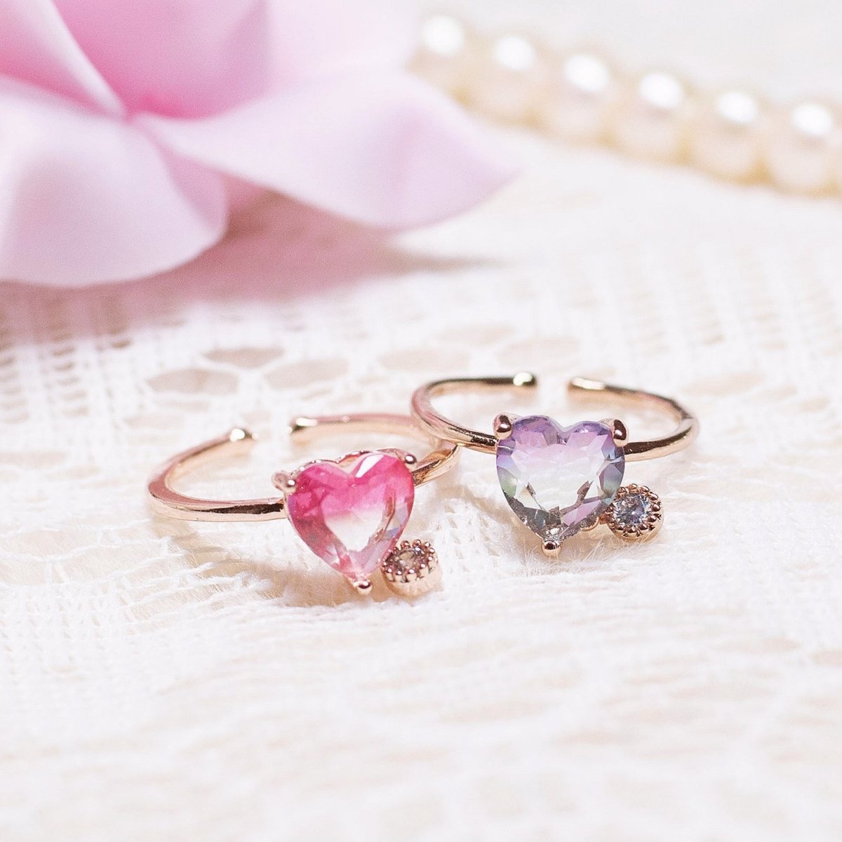 ジュエルハートリング(ピンク/パープル)-Lafaryshop- LAFARY ONLINE 
