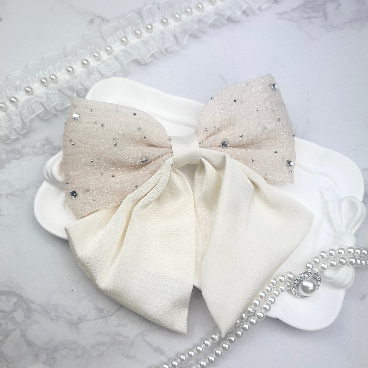 オーガンジーストーンリボンバレッタ - LAFARY ONLINE