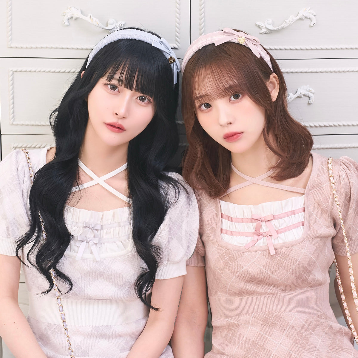 《LAFARY closet》合皮リボンツイードカチューシャ
