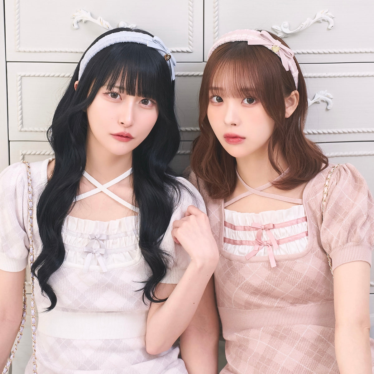 《LAFARY closet》合皮リボンツイードカチューシャ