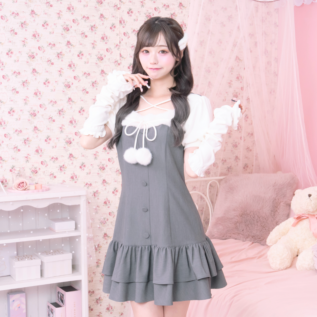 《LAFARY closet》ポンポンティアードワンピース