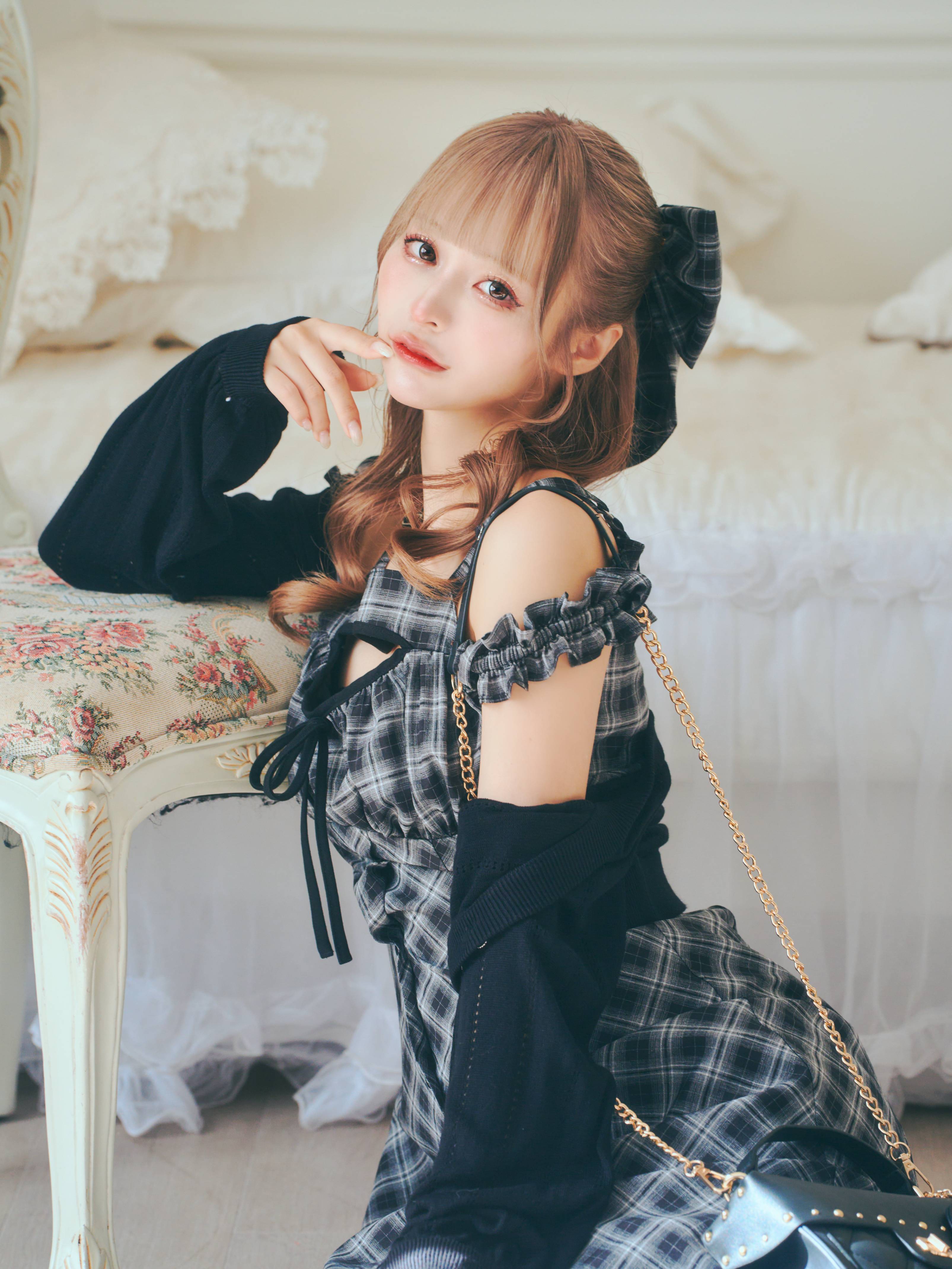 《LAFARY》チェックキャミロングワンピース