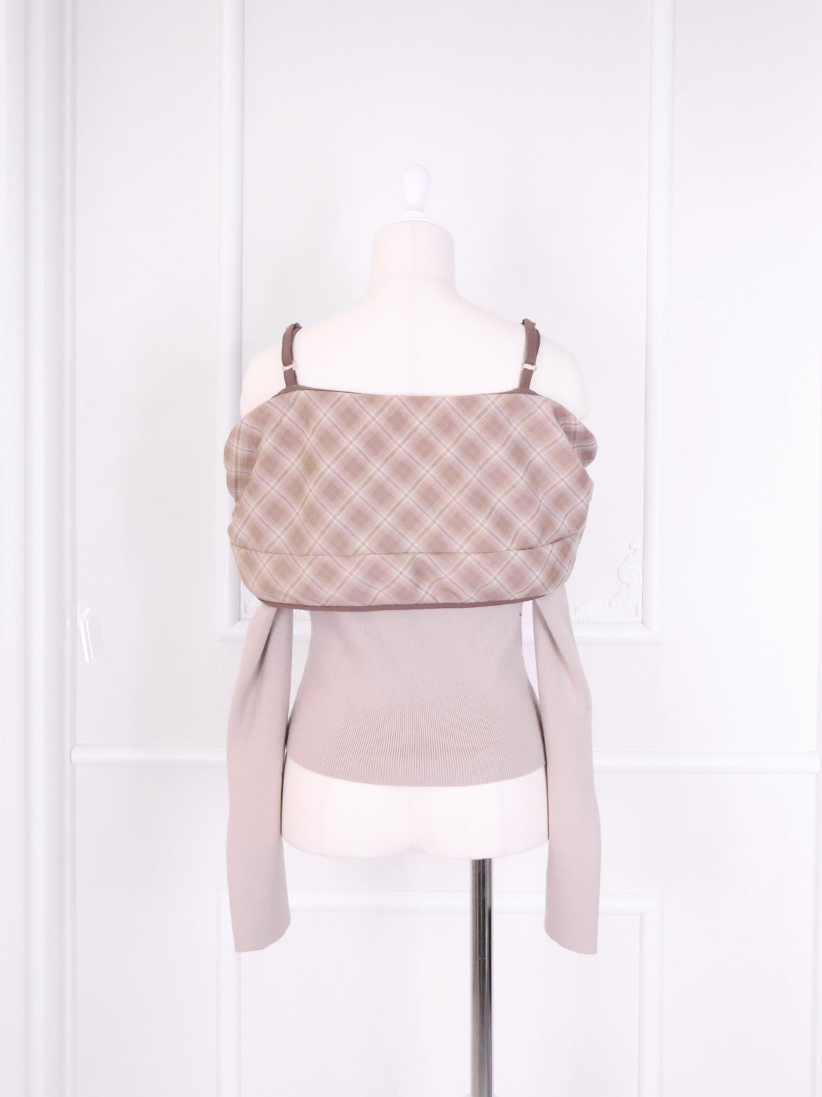 《LAFARY》オフショルチェックニットトップス