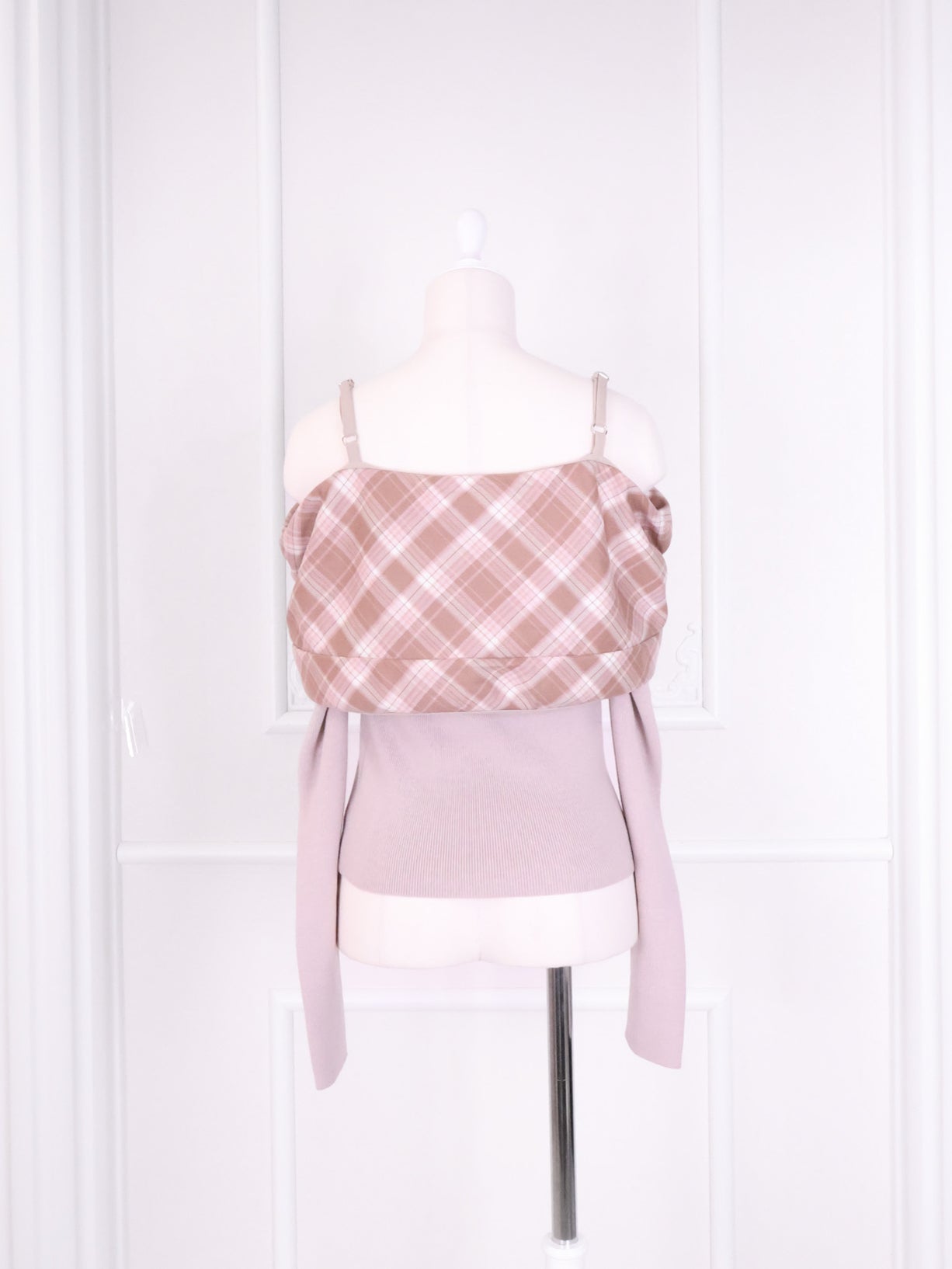 《LAFARY》オフショルチェックニットトップス