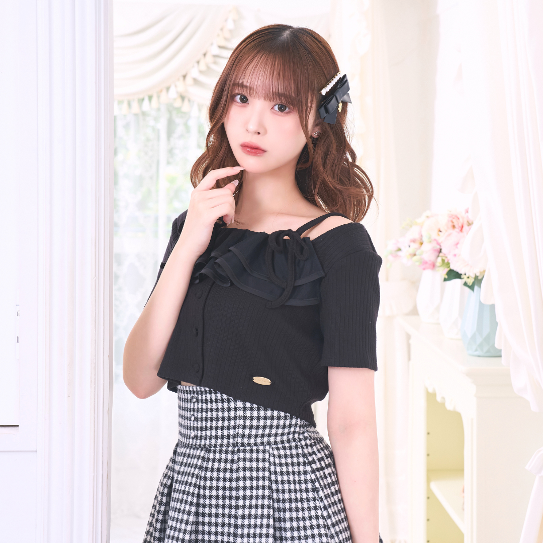 《LAFARY closet》チュールフリルリブトップス