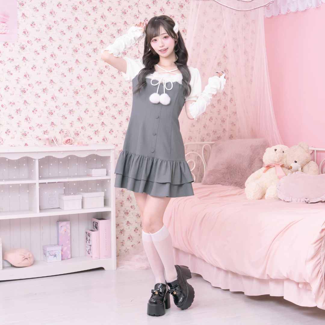 《LAFARY closet》ポンポンティアードワンピース