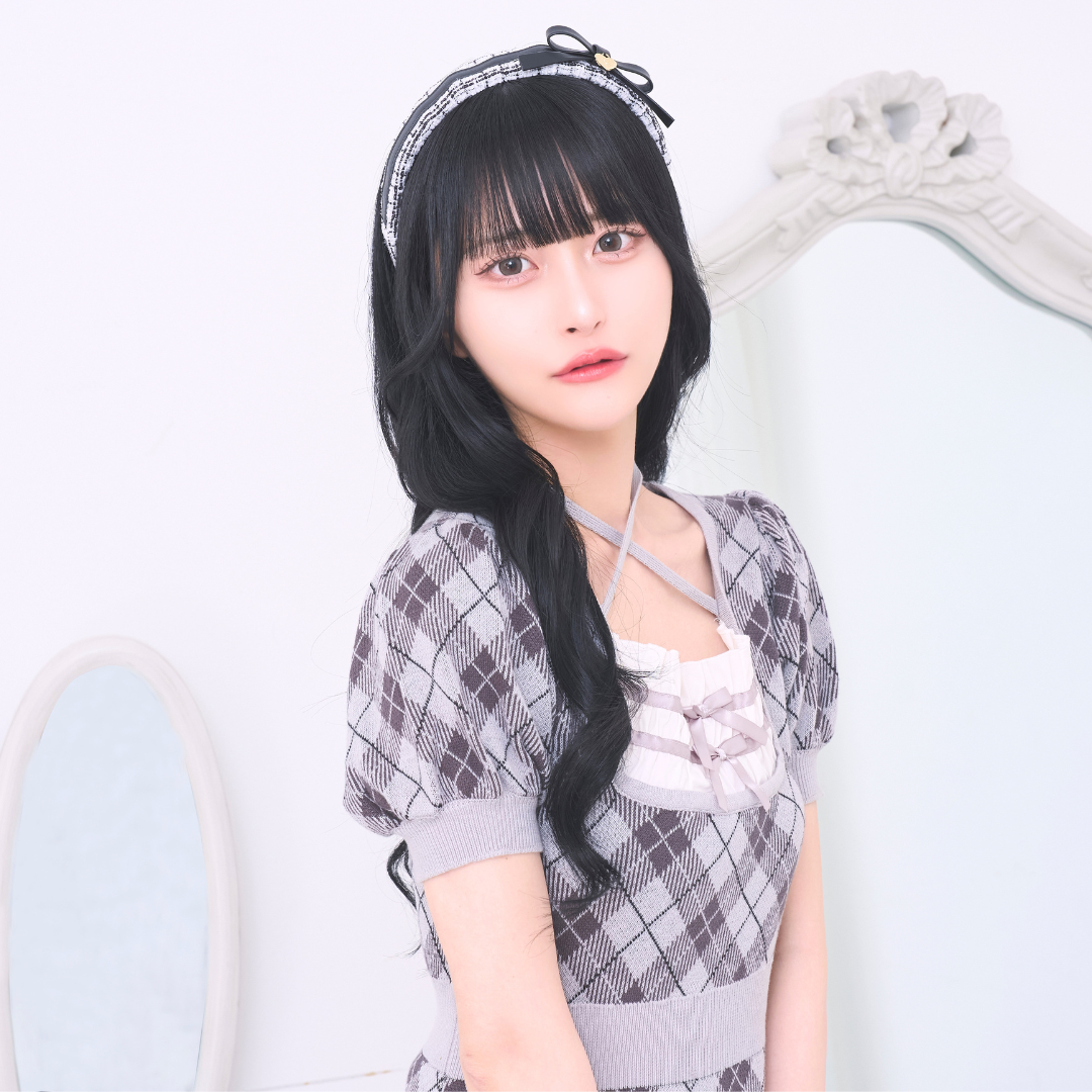 《LAFARY closet》レイヤードチェックニットワンピ