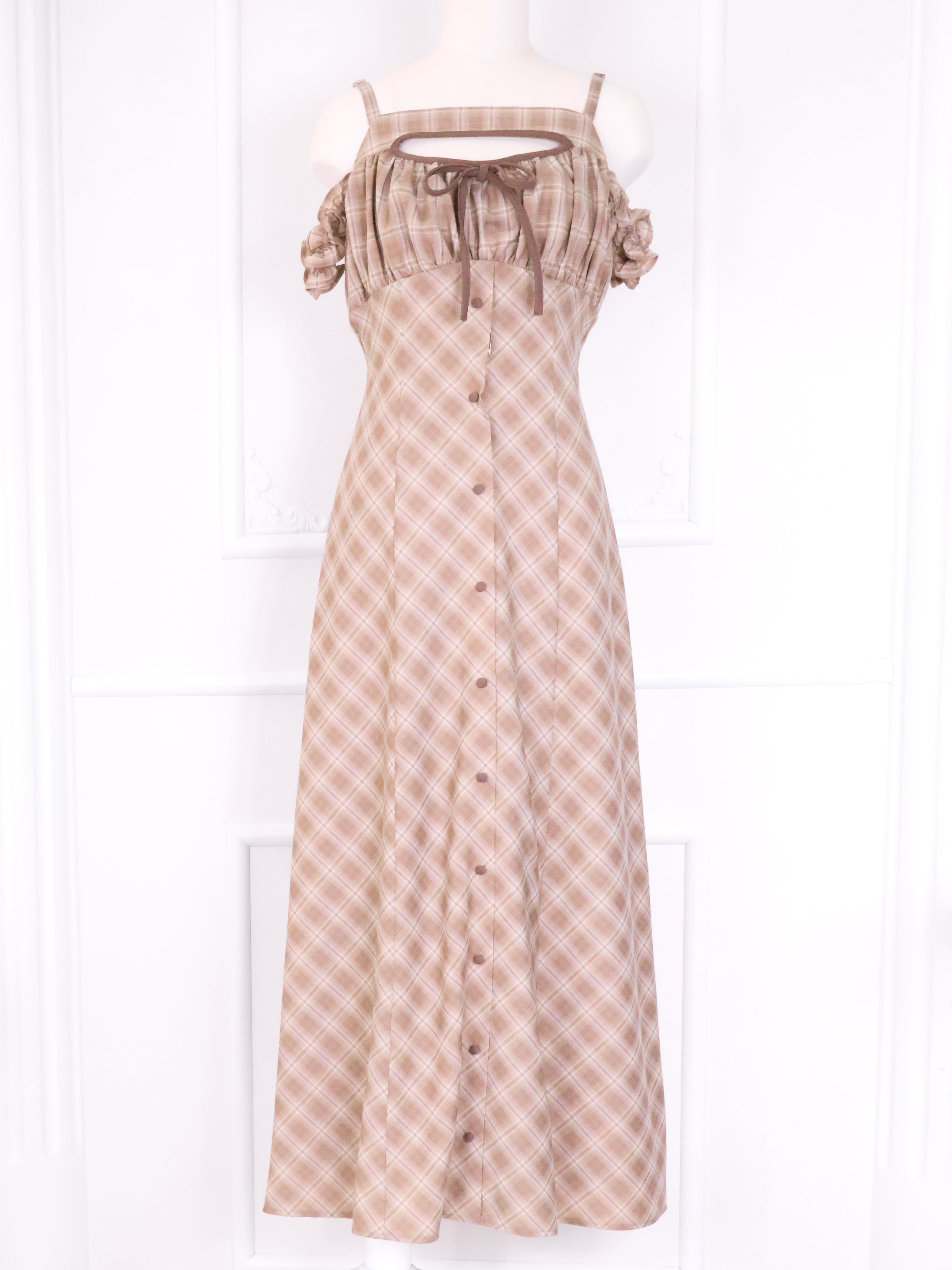 《LAFARY》チェックキャミロングワンピース