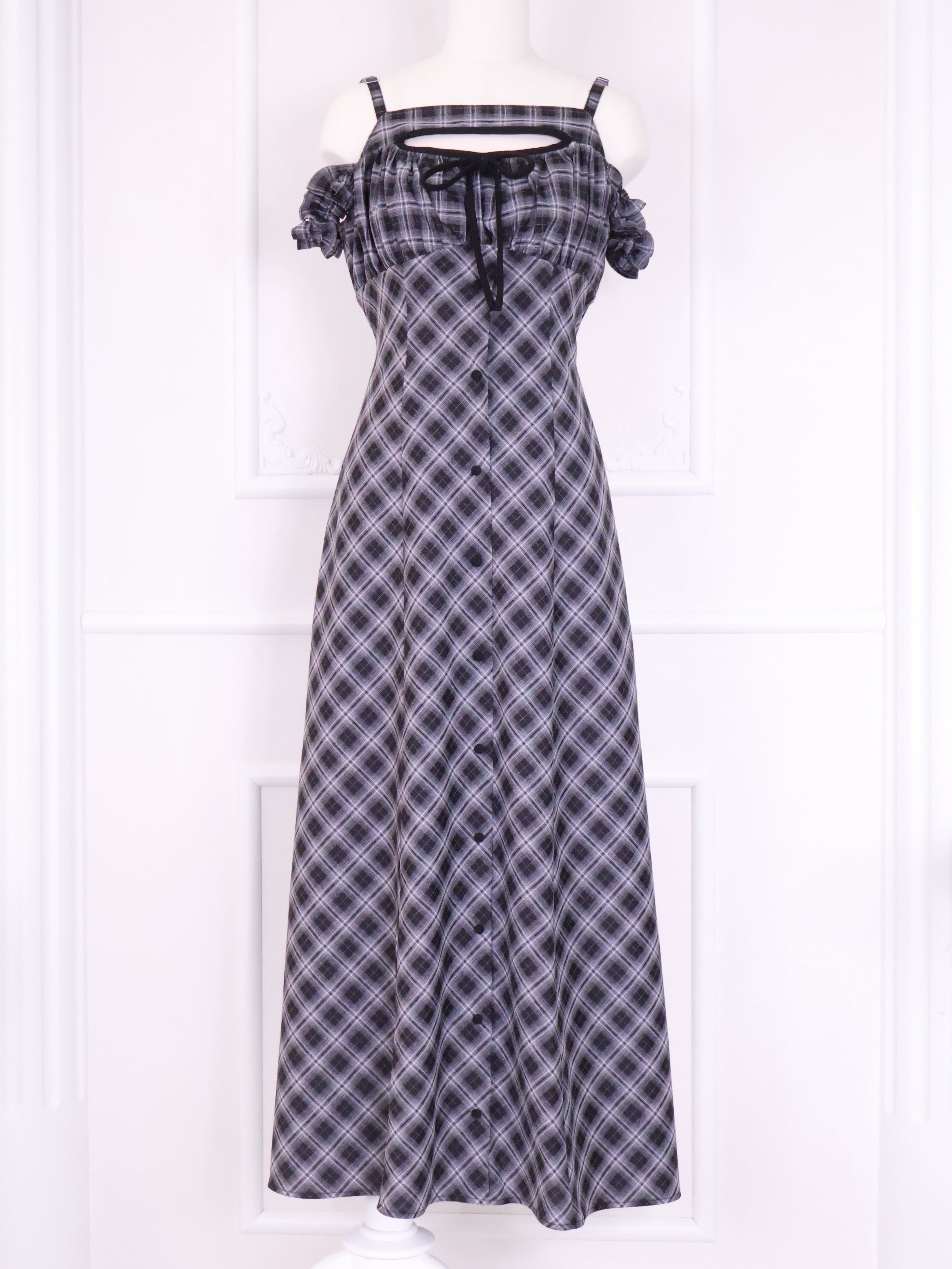 《LAFARY》チェックキャミロングワンピース