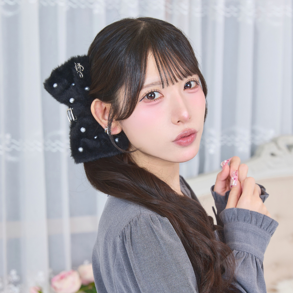 《LAFARY closet》ファーリボンバンスクリップ