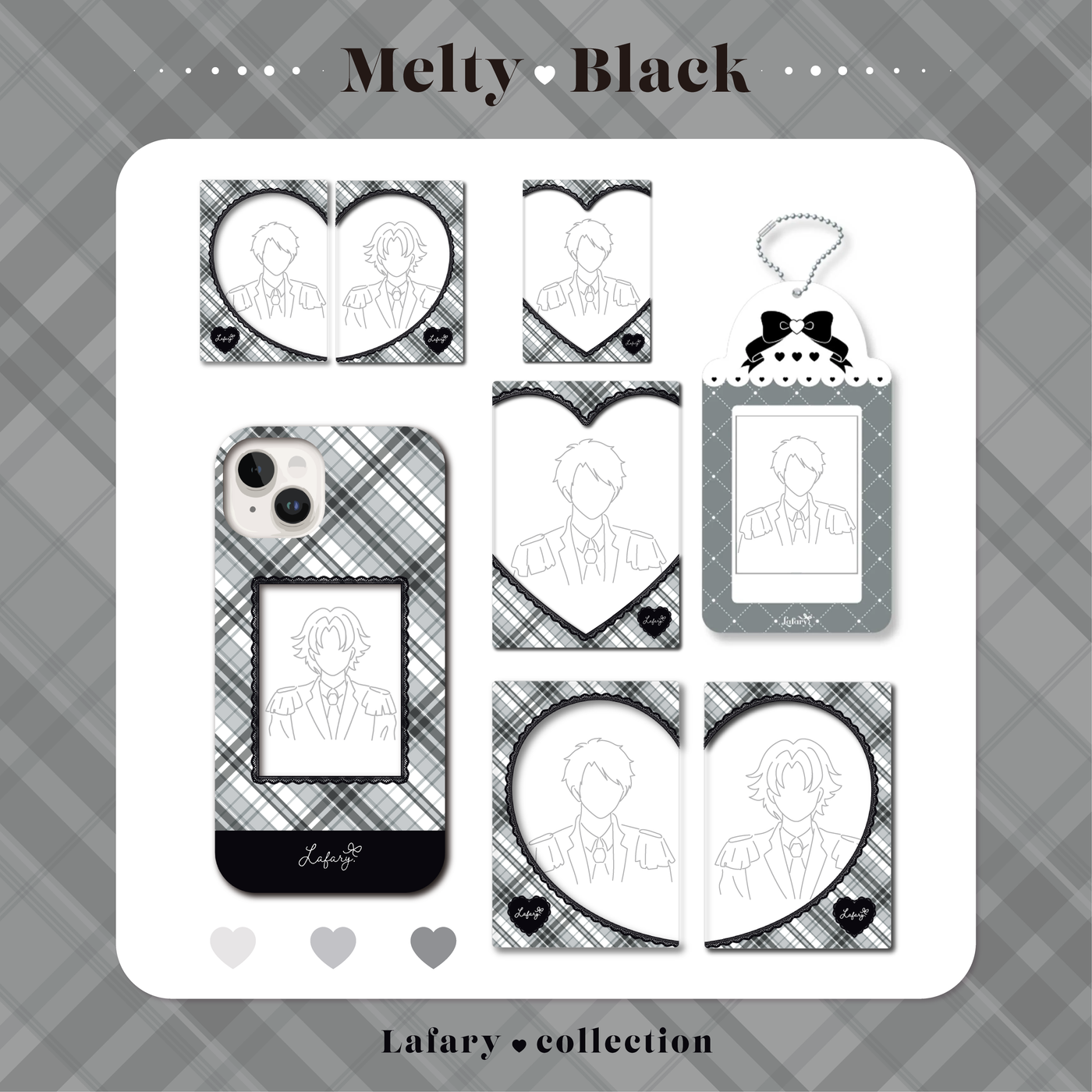 《Lafaryオリジナル》メルティチェック/ブラック オタ活カードケース<つながる(左)>B7（L版）