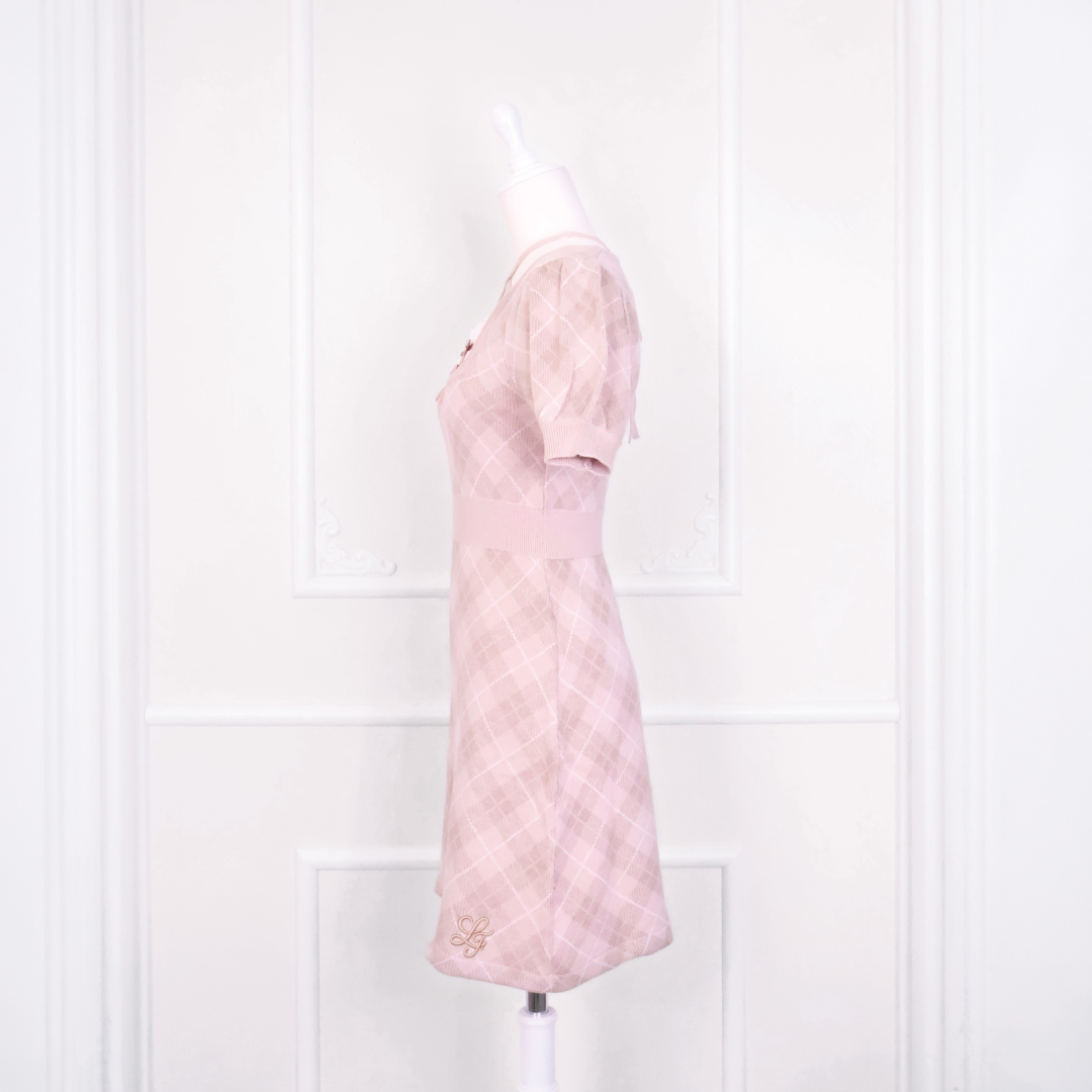 《LAFARY closet》レイヤードチェックニットワンピ