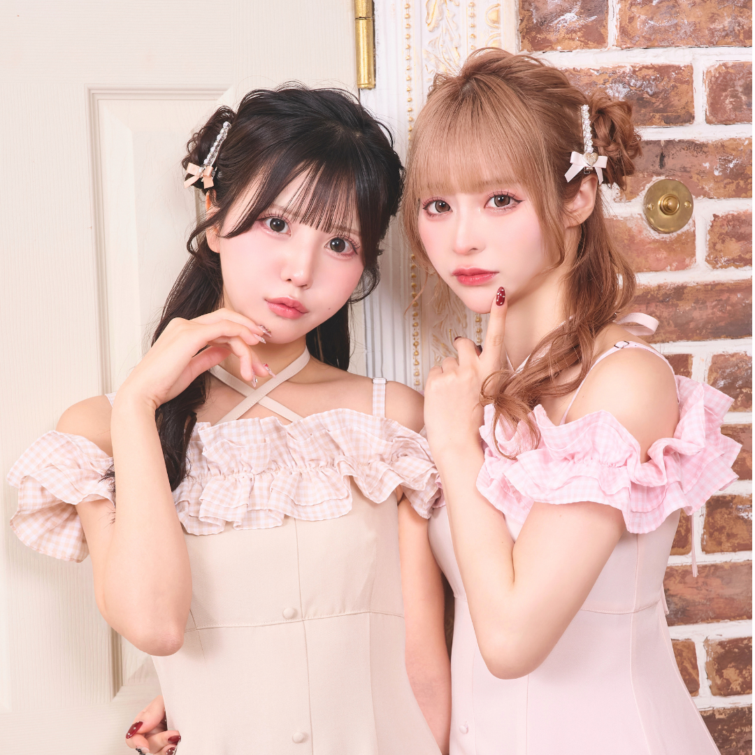 《LAFARY closet》ギンガムオフショルロングワンピース