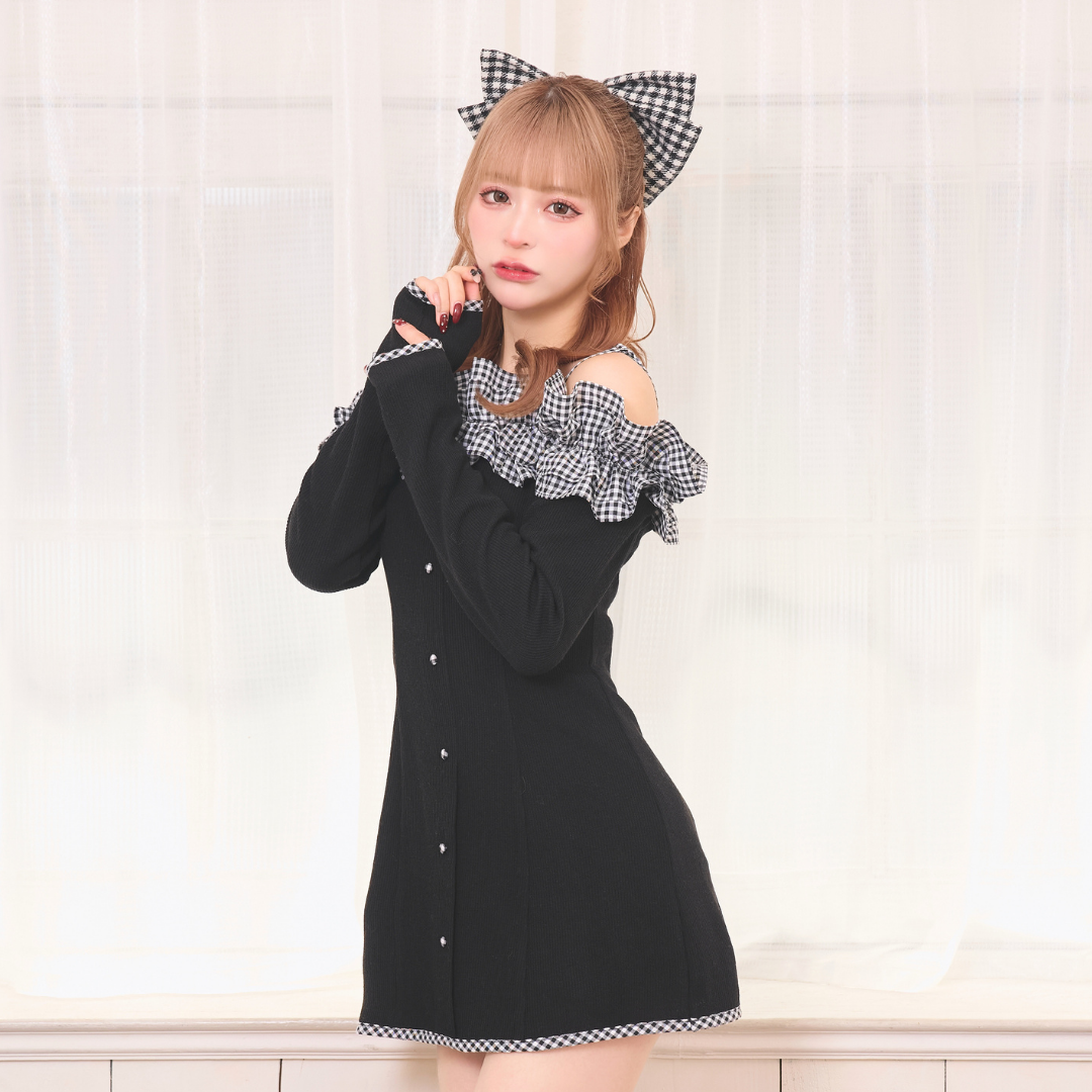 《LAFARY closet》ギンガムリボンバレッタ