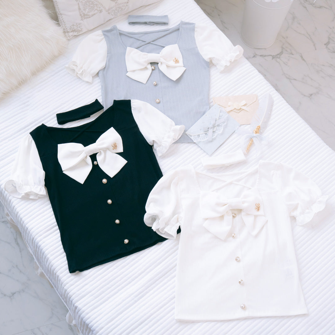 《LAFARY closet》リボンリブトップス