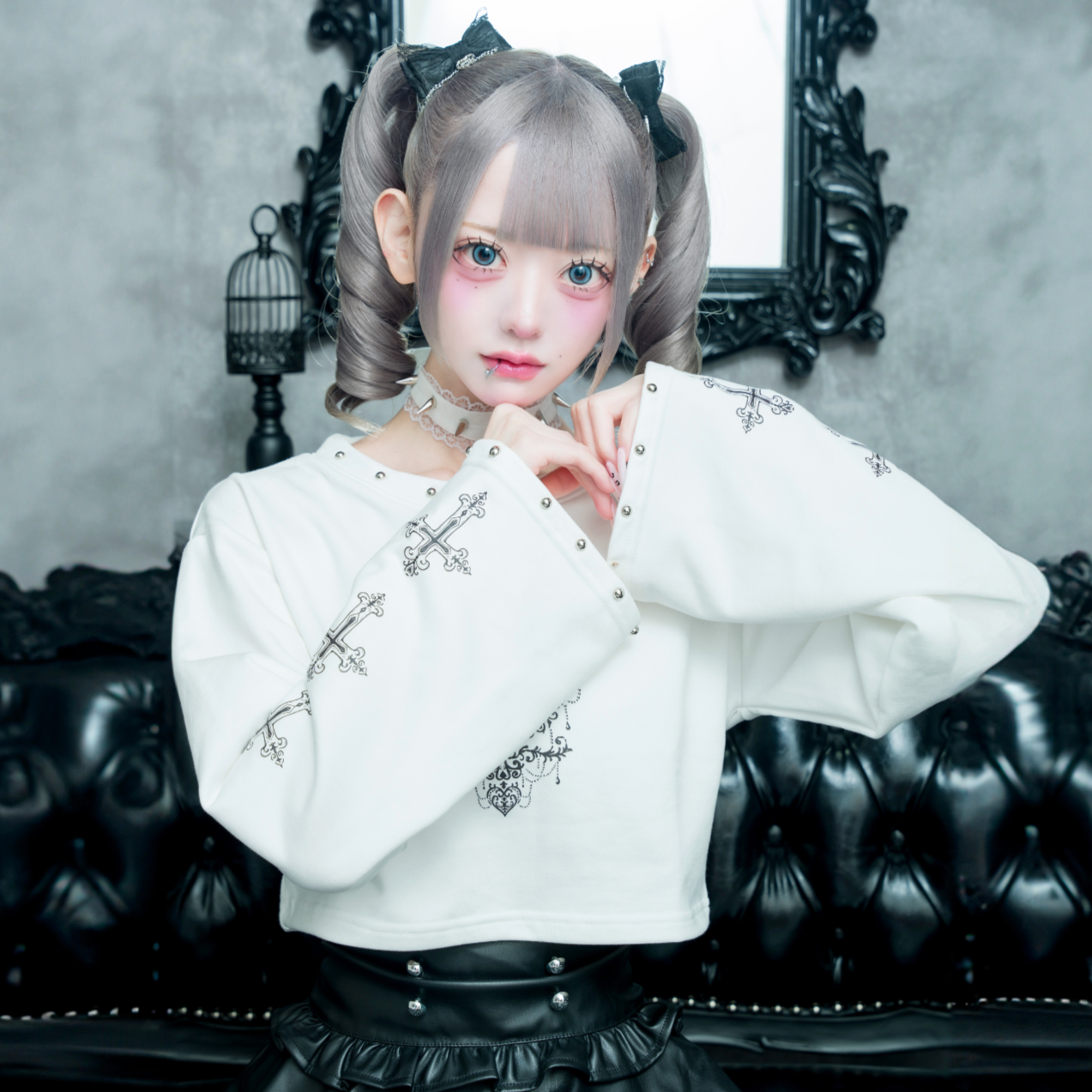 《mine》クロスミニ丈トレーナー