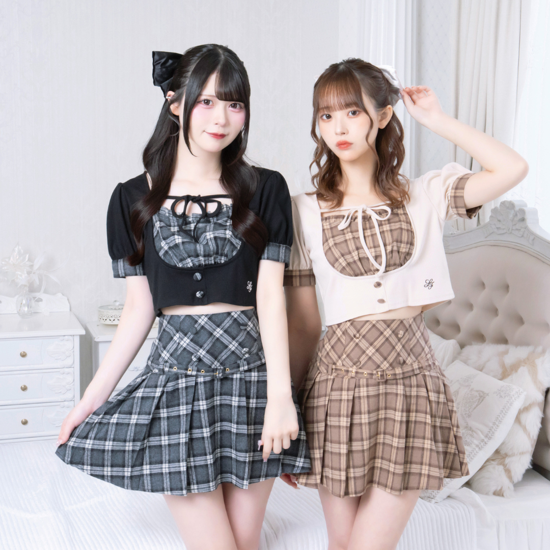 《LAFARY closet》チェックレイヤードリブトップス