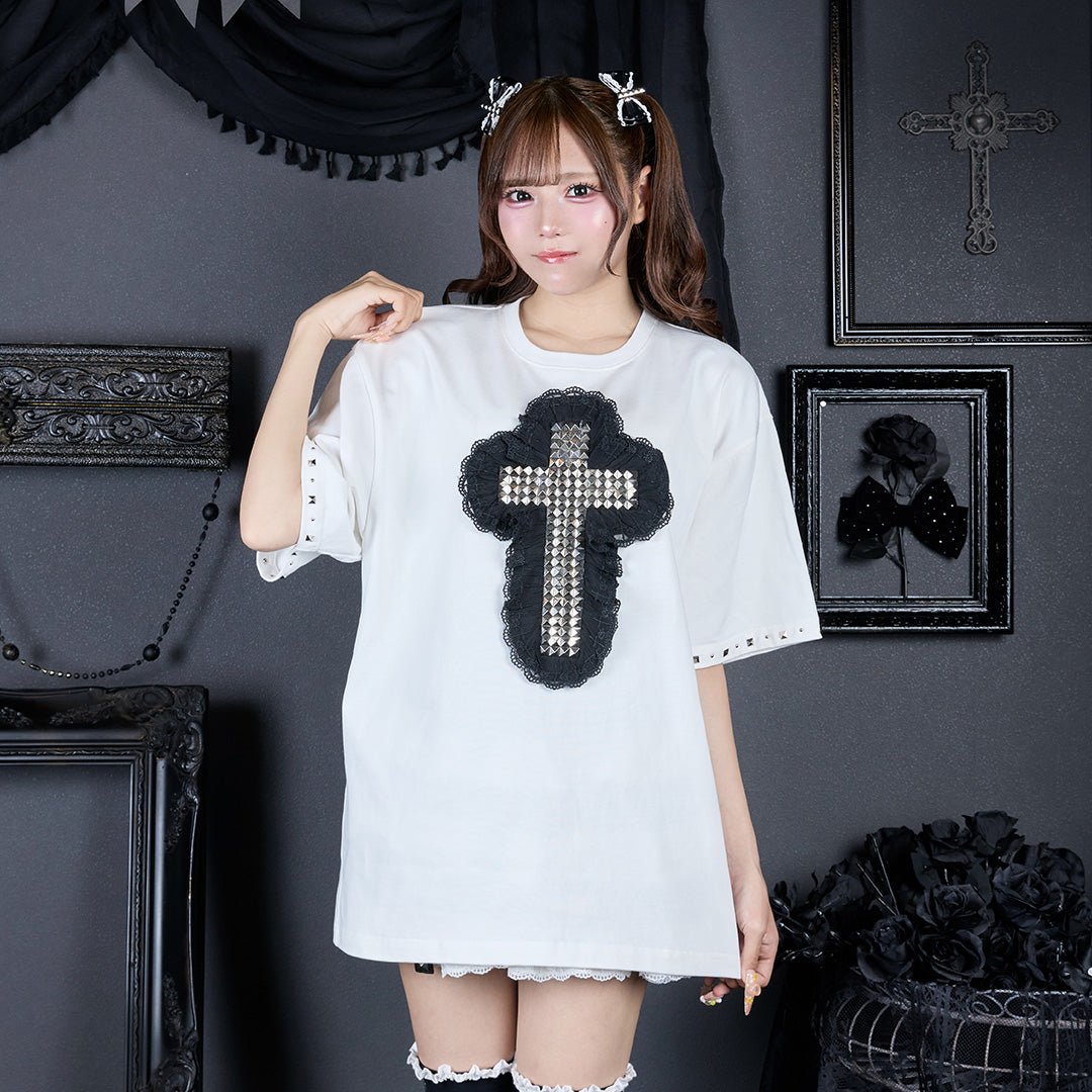 《mine》スタッズクロスTシャツ