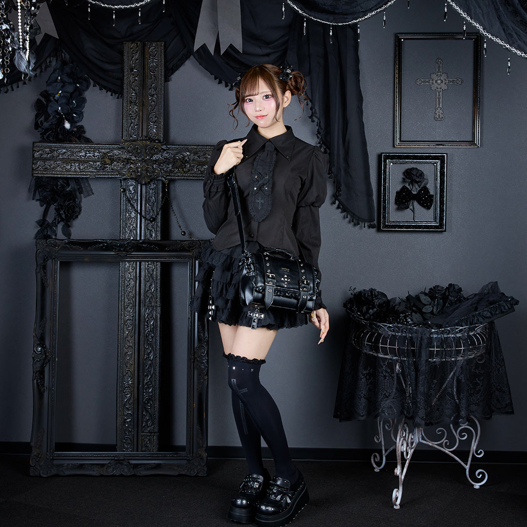 《mine》スタッズクロスフリルバッグ
